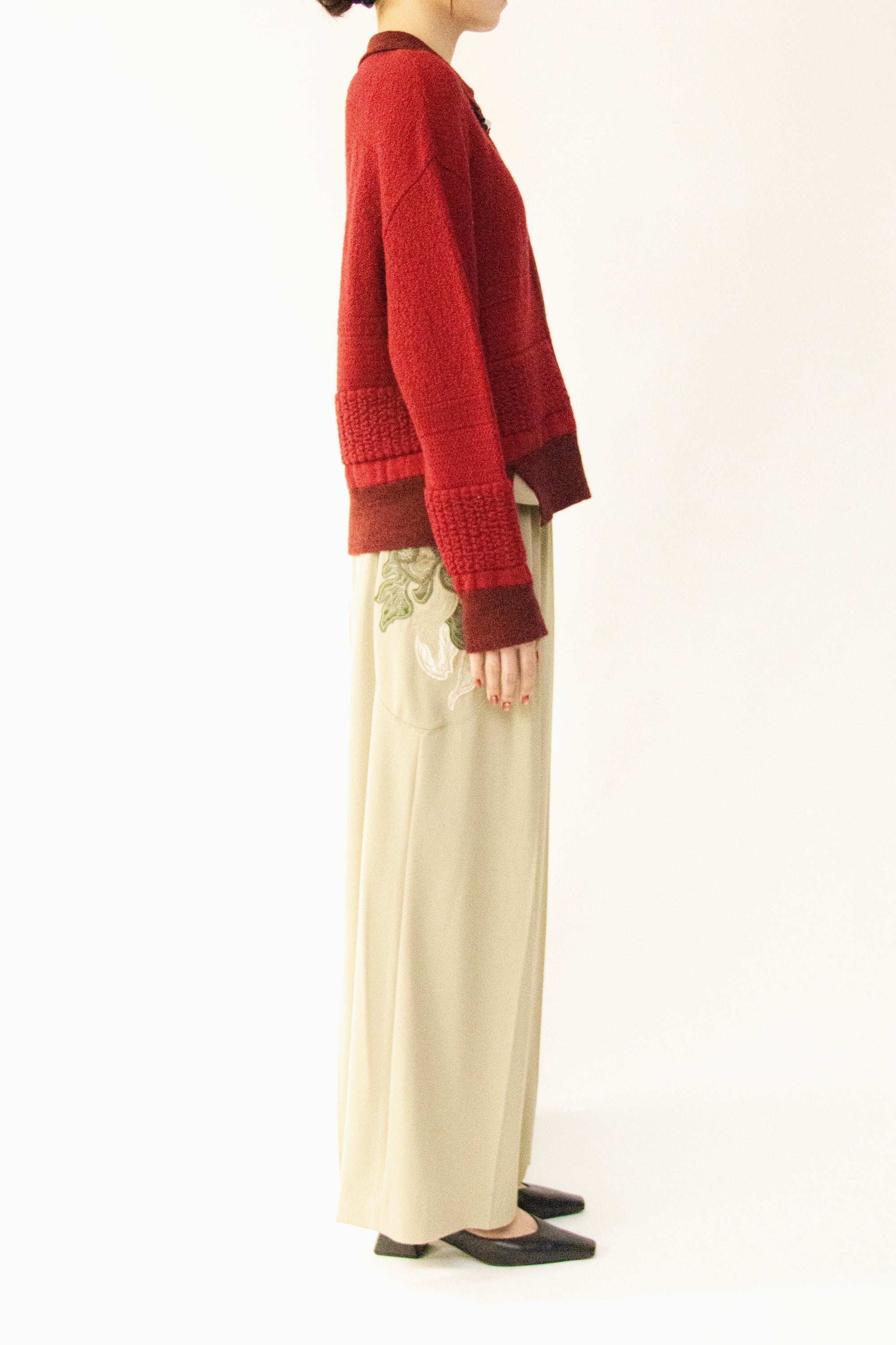 MURRAL Trillium embroidered knit shirt cardigan (Ivory)