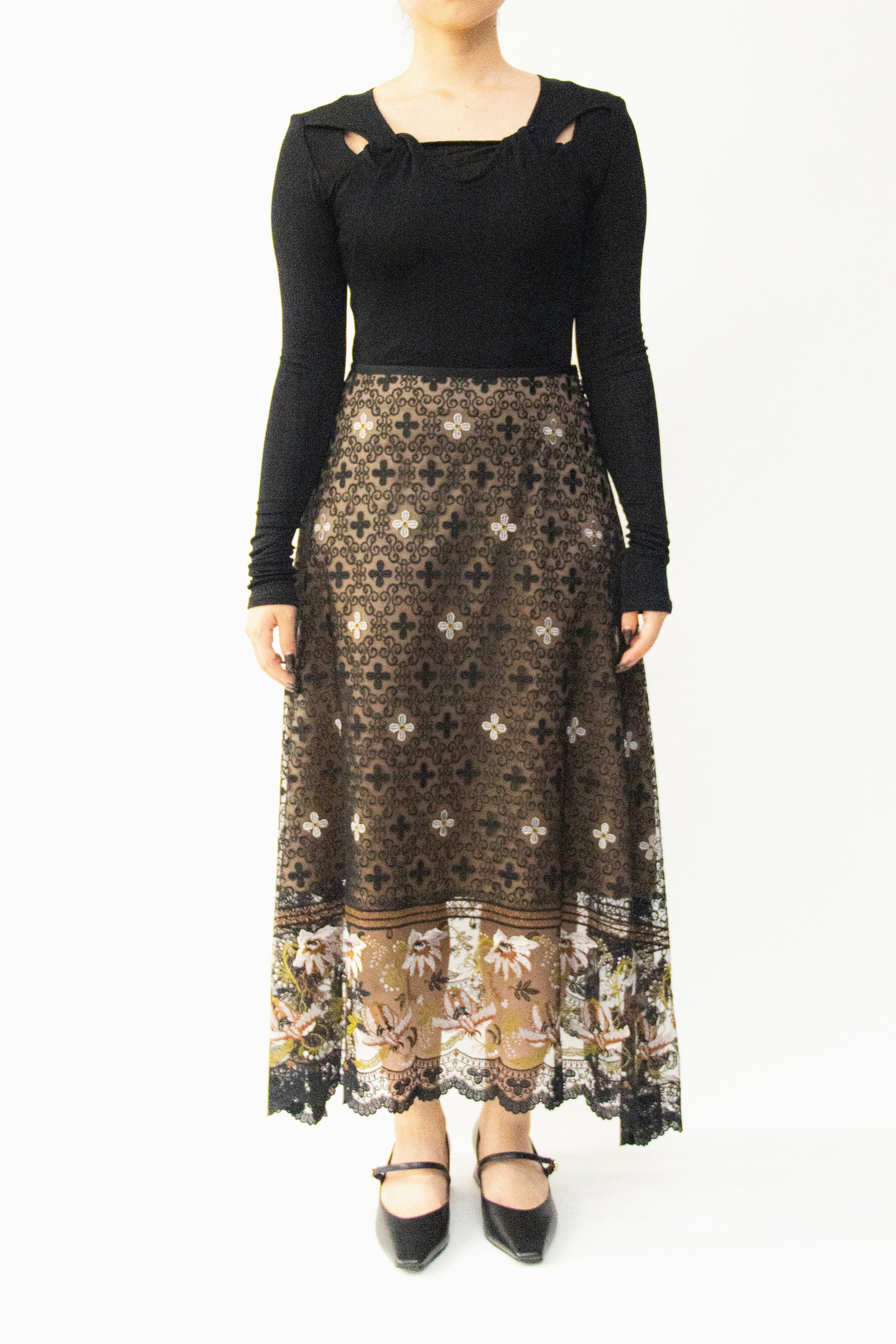 MURRAL Everlasting embroidery lace skirt (Blue)