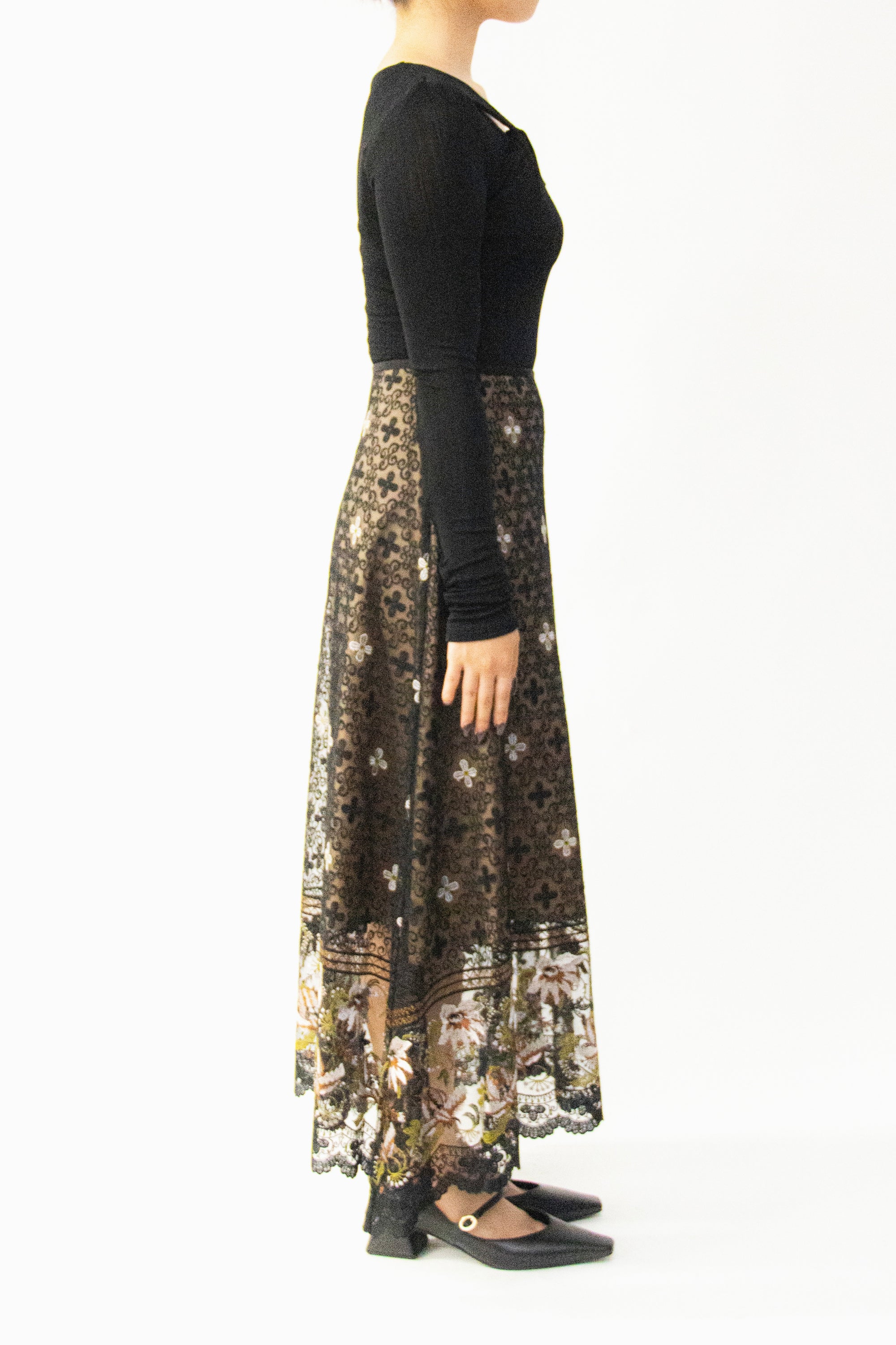 MURRAL Everlasting embroidery lace skirt (Blue)