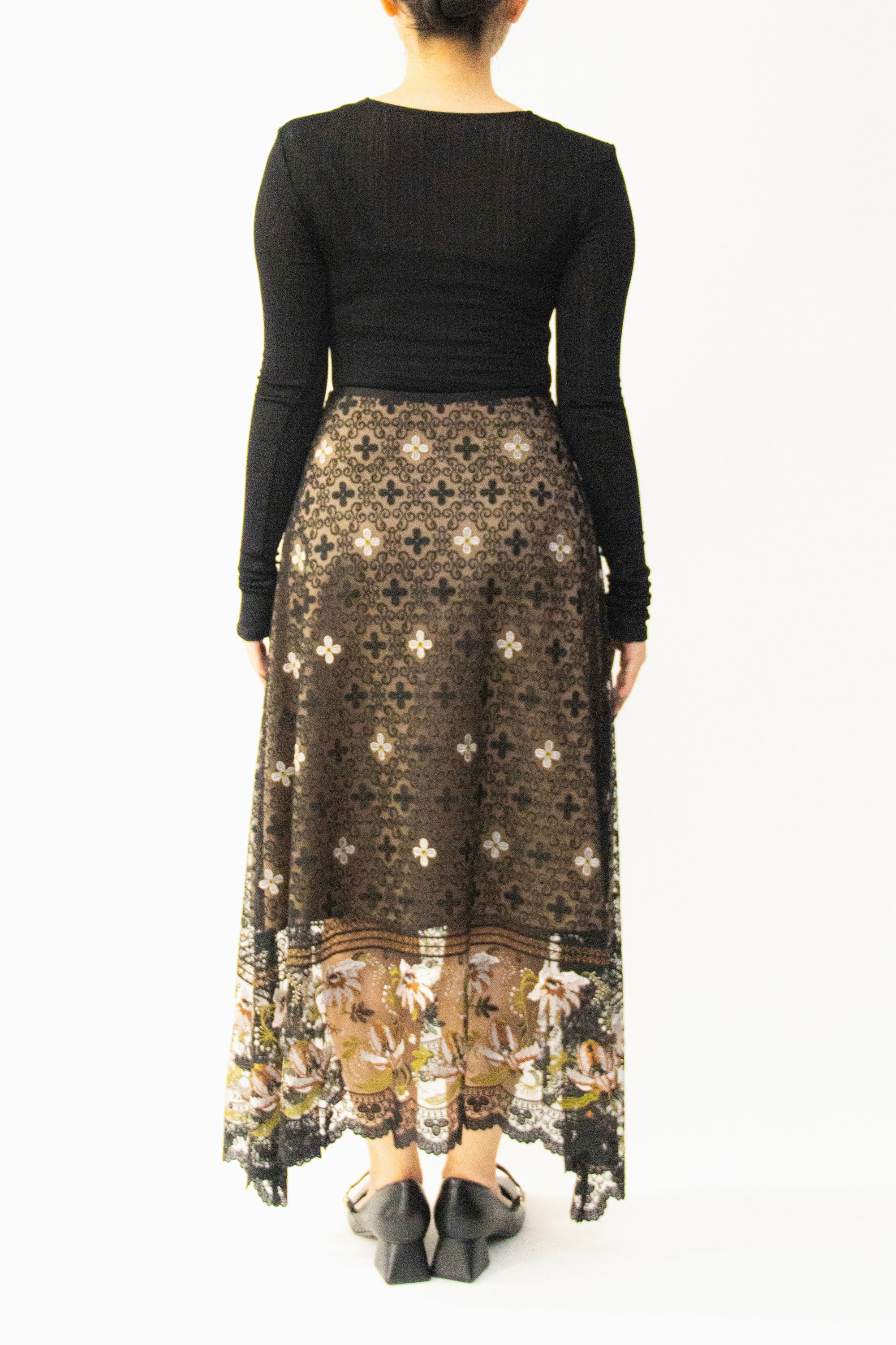 MURRAL Everlasting embroidery lace skirt (Blue)