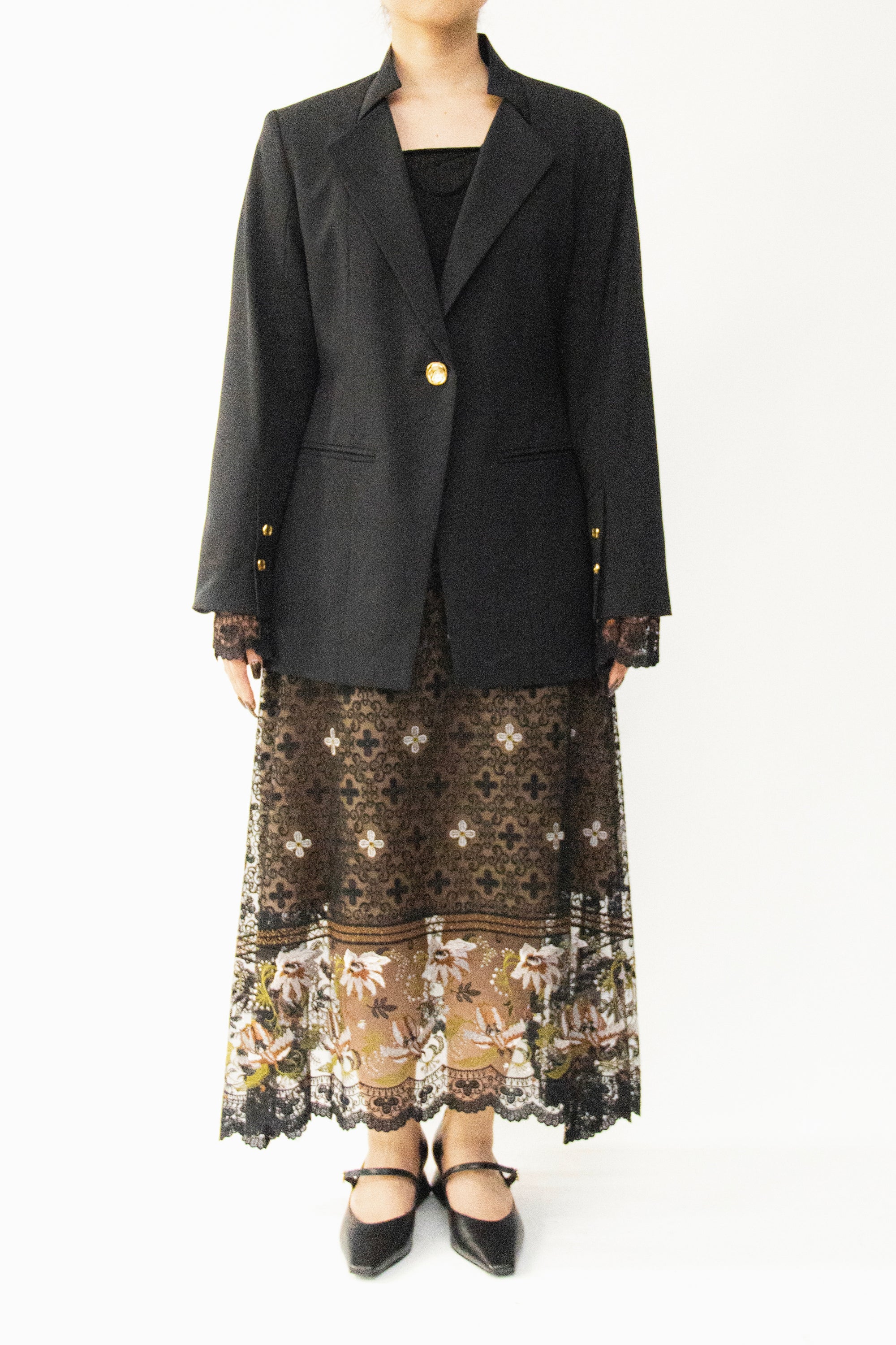 MURRAL Slit sleeve lace jacket (Navy)