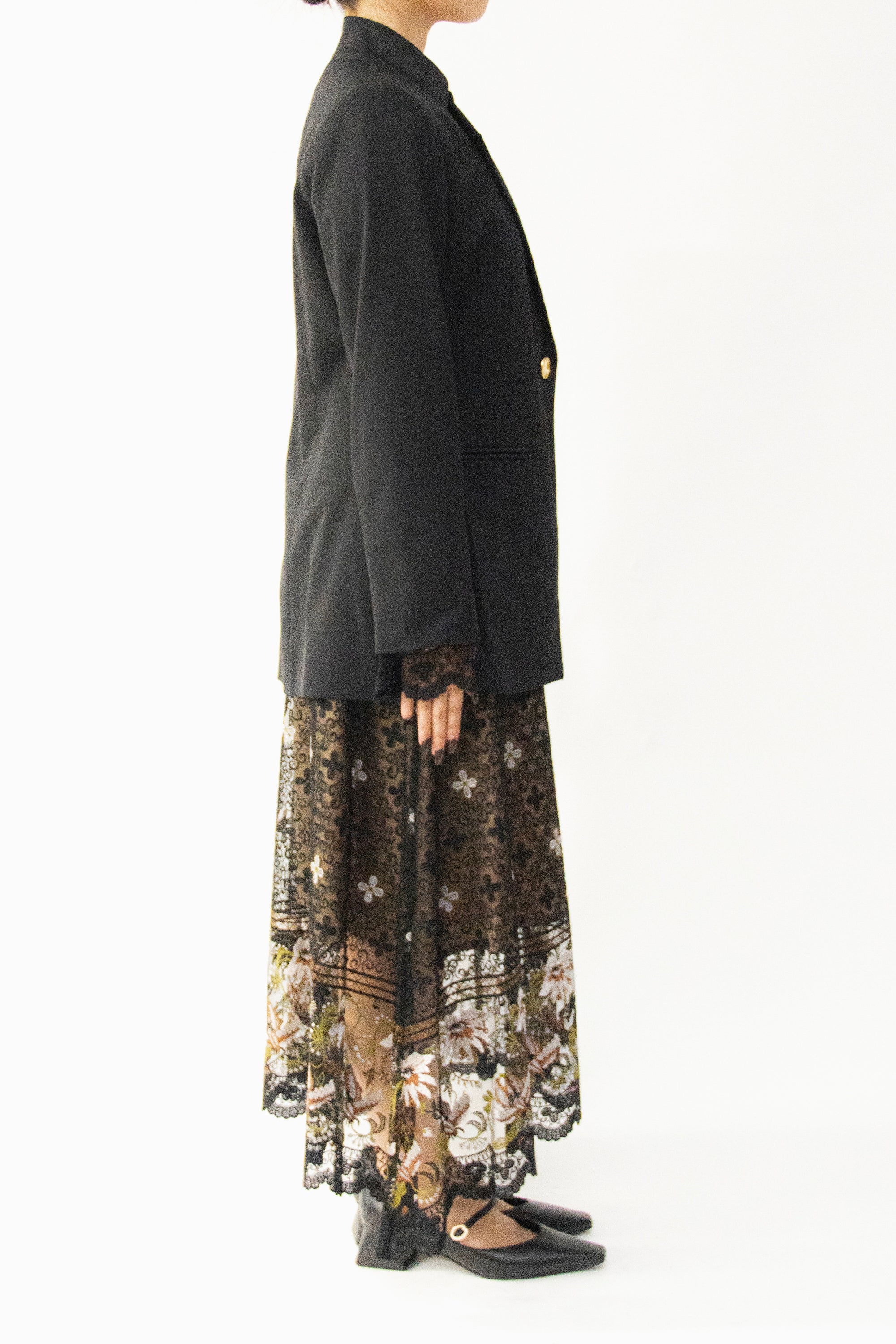 MURRAL Slit sleeve lace jacket (Navy)