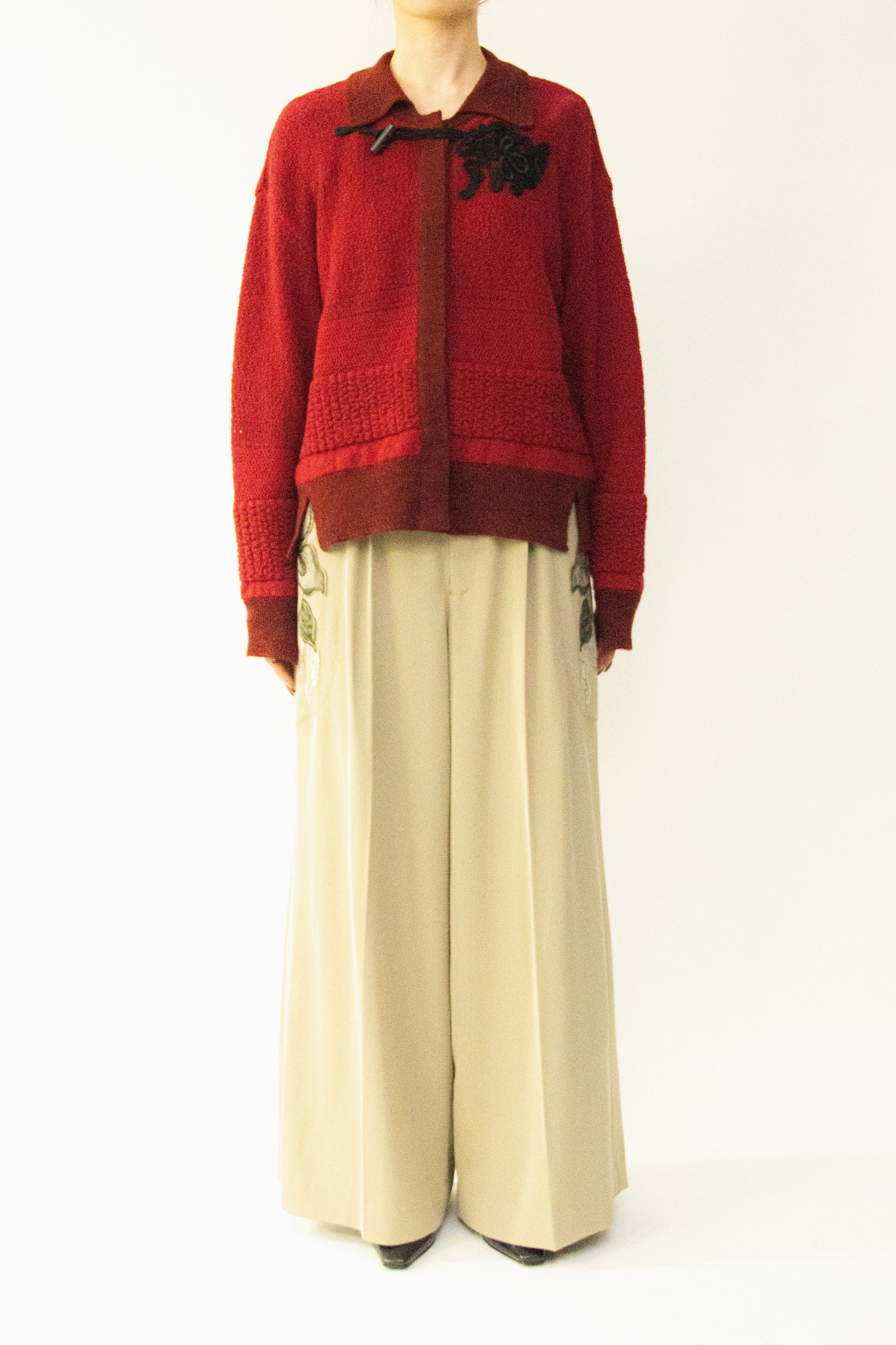 MURRAL Trillium embroidered knit shirt cardigan (Ivory)