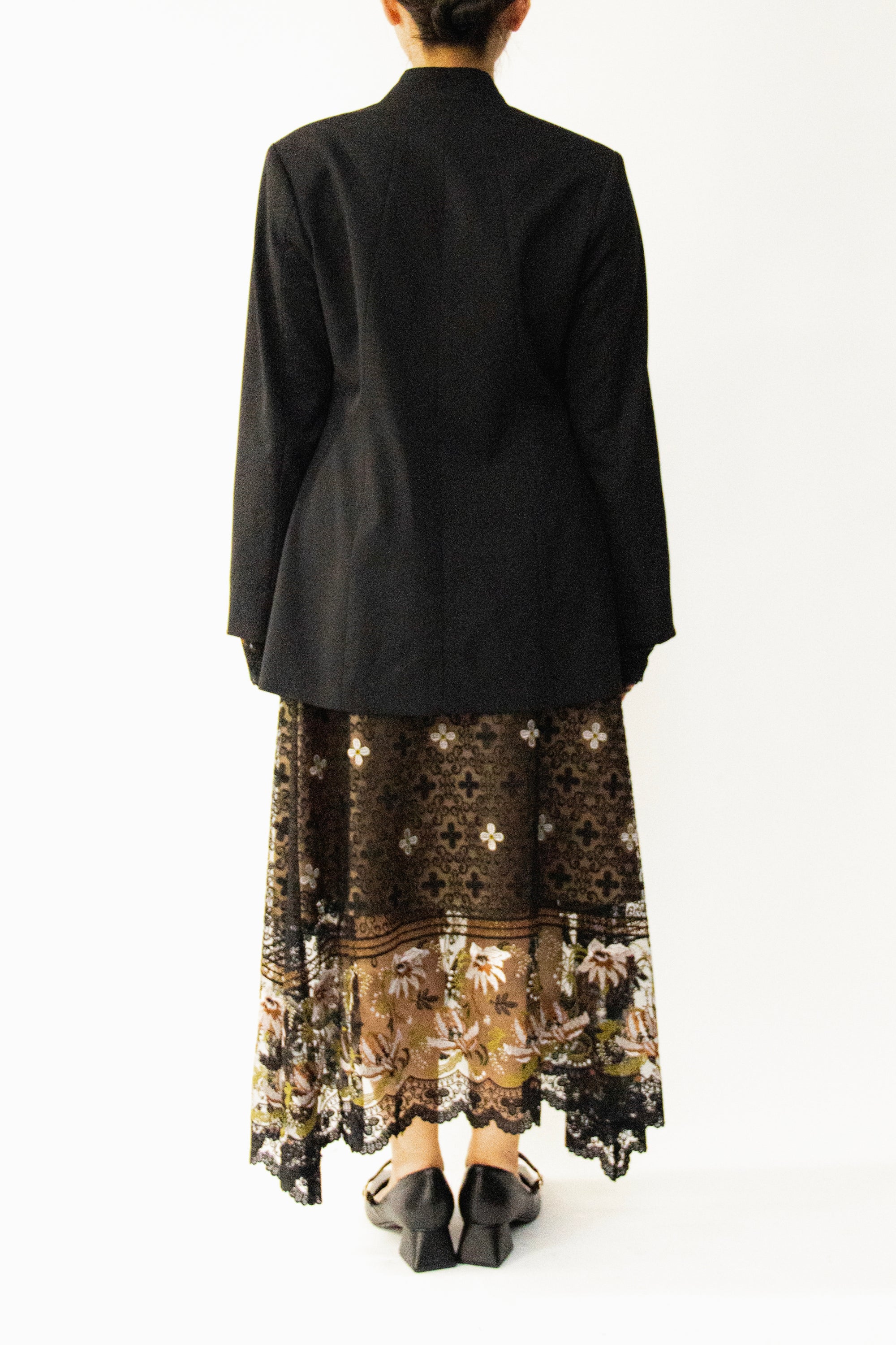 MURRAL Slit sleeve lace jacket (Navy)