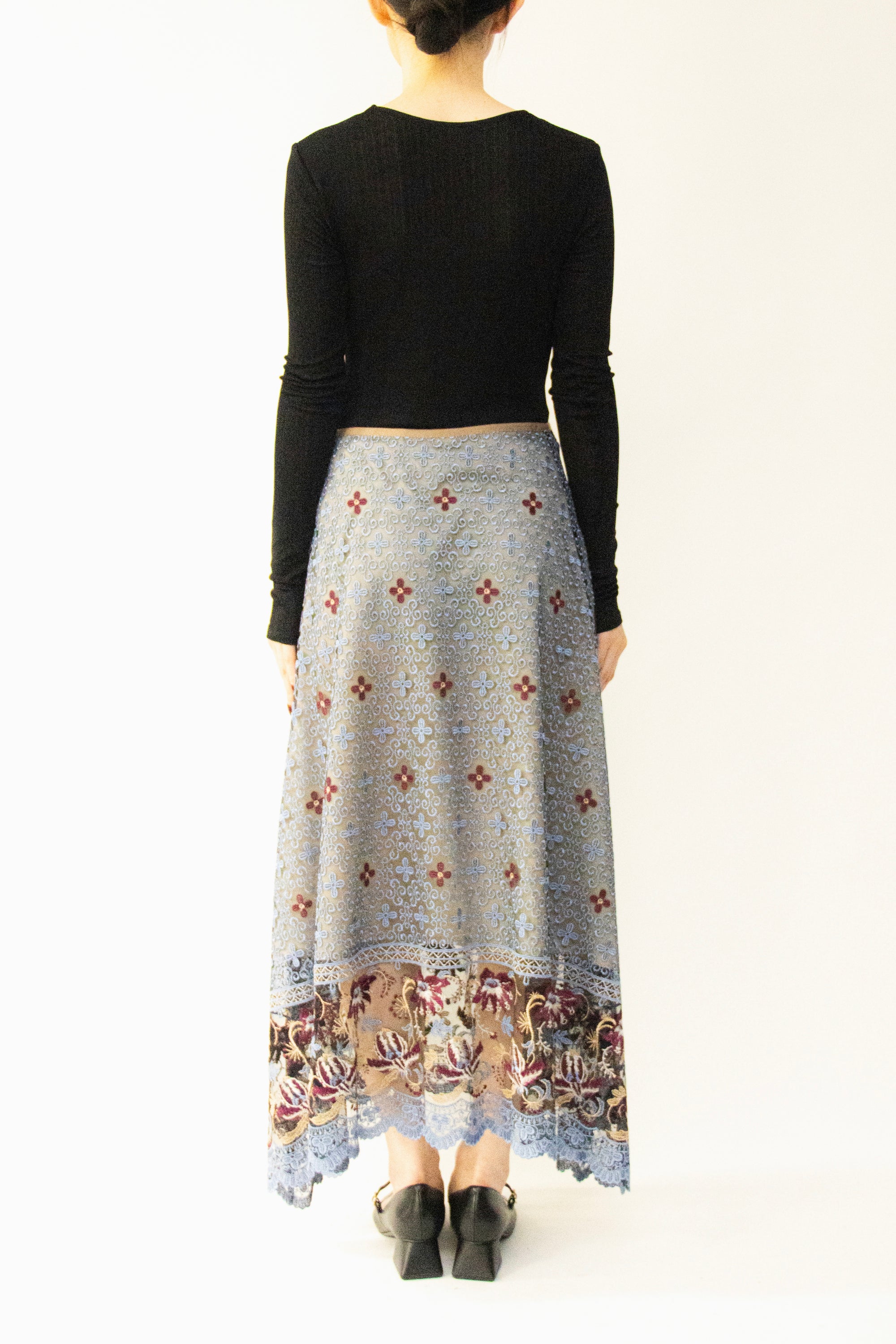 MURRAL Everlasting embroidery lace skirt (Blue)
