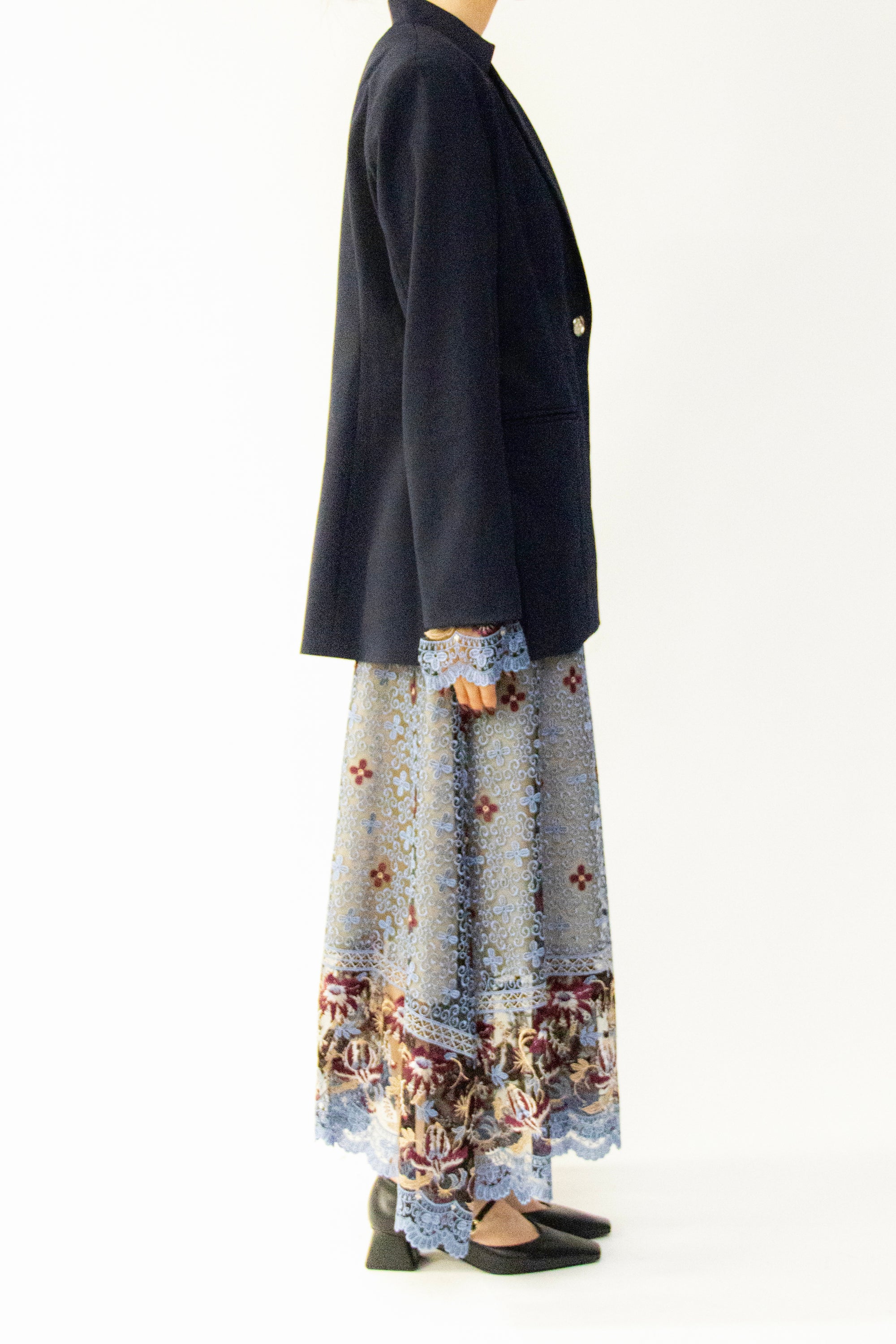 MURRAL Slit sleeve lace jacket (Navy)