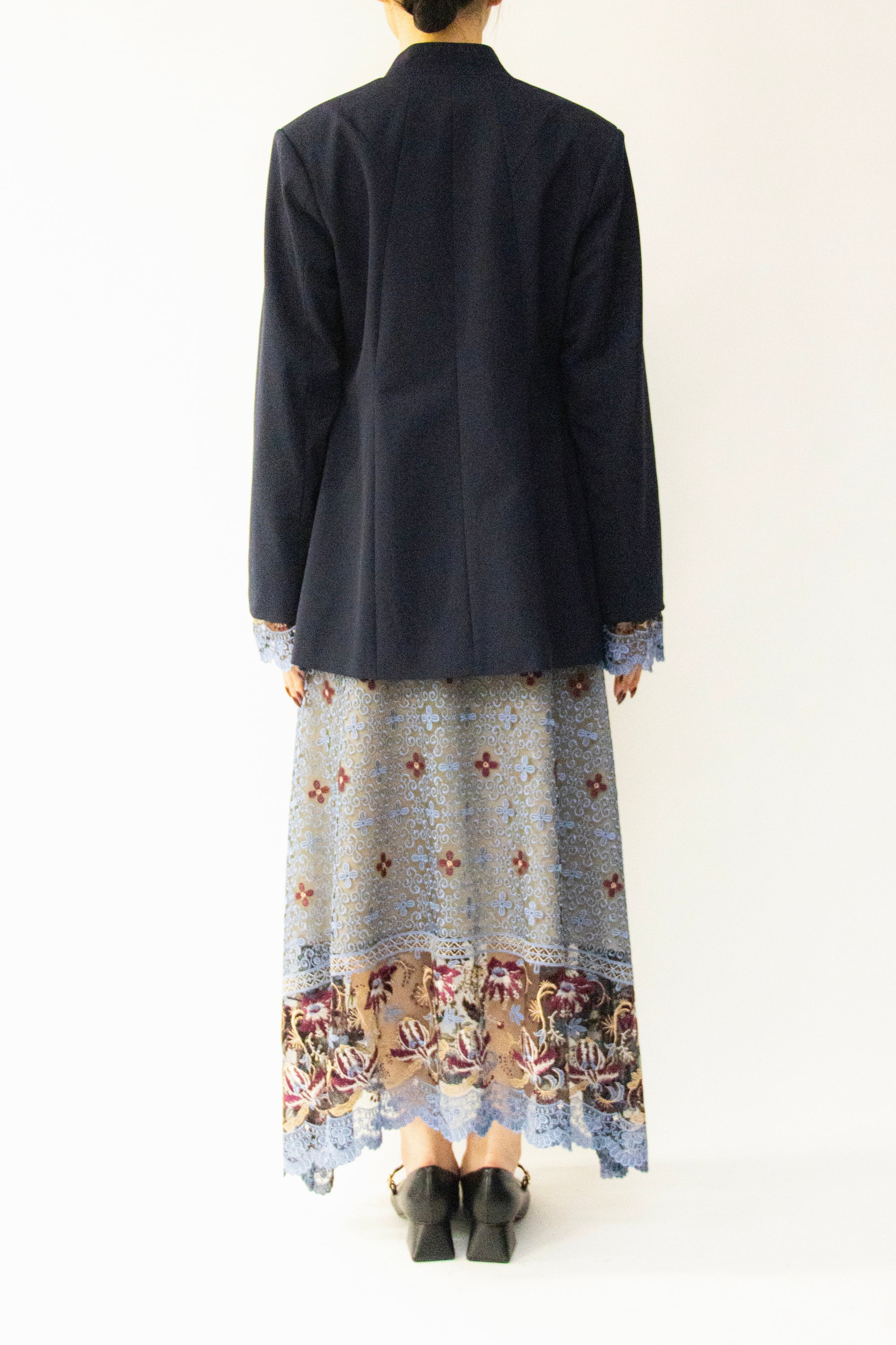 MURRAL Slit sleeve lace jacket (Navy)