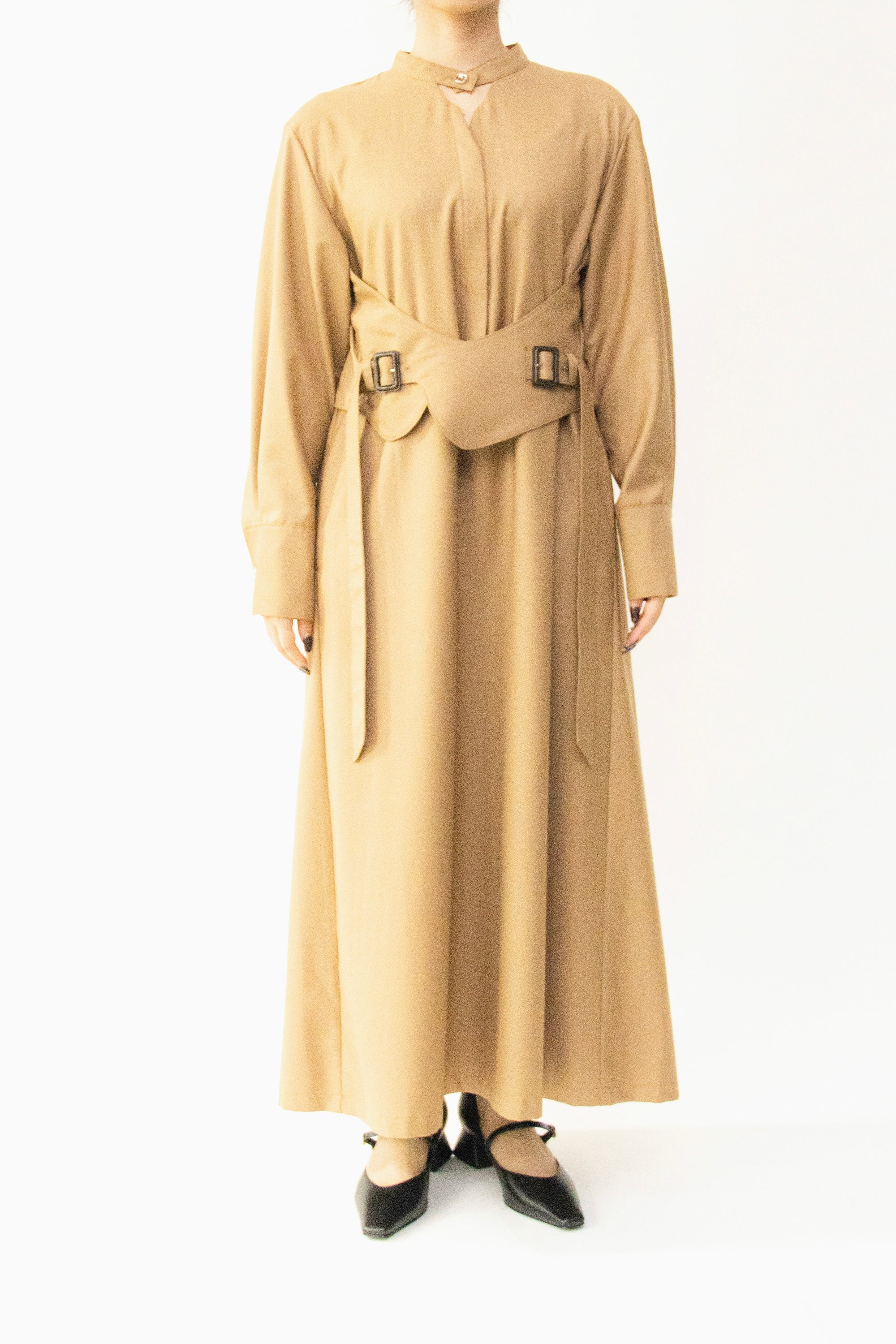 MURRAL Cape belt dress (Beige)