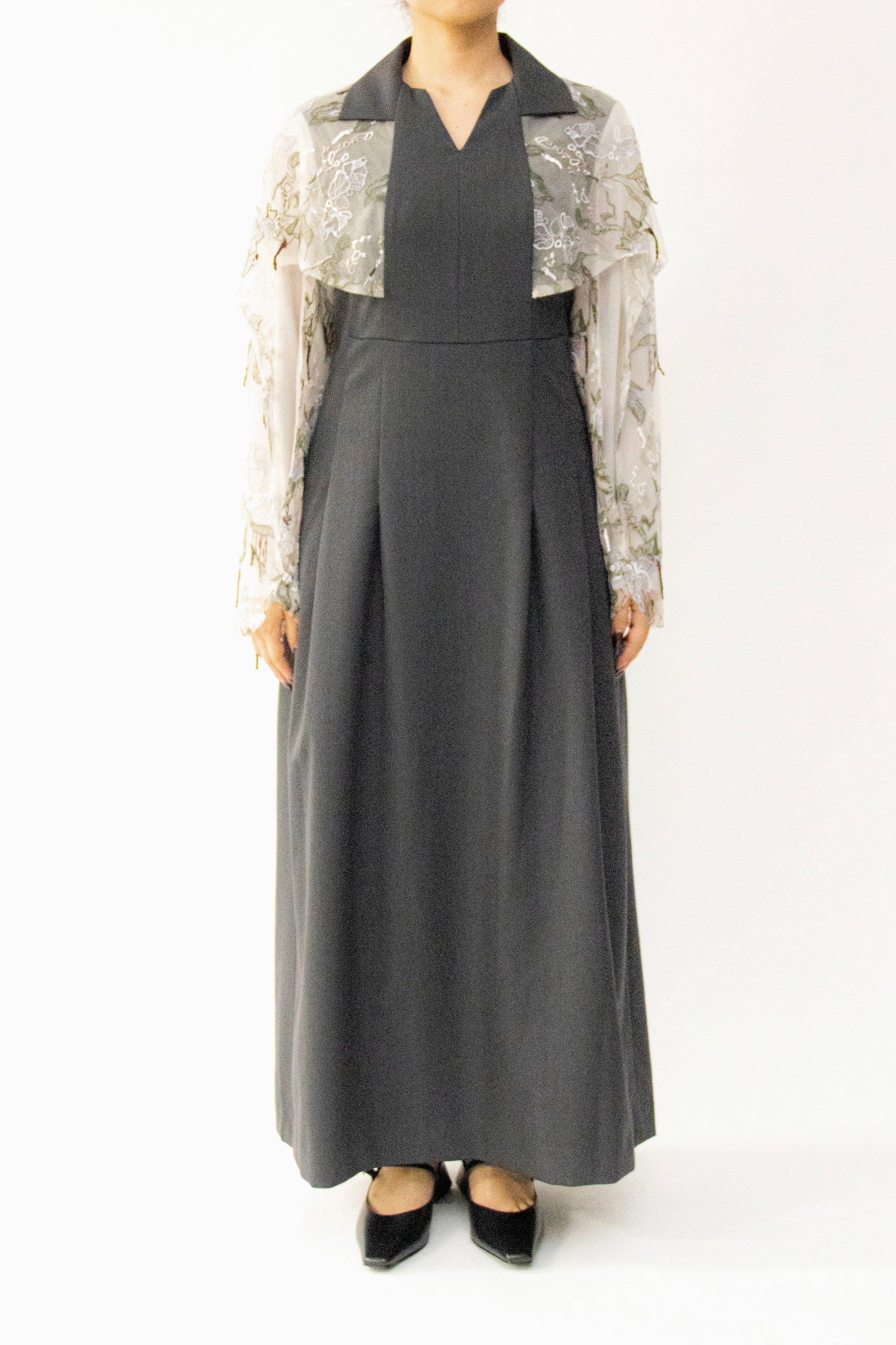 MURRAL Tears flower lace dress (Gray)