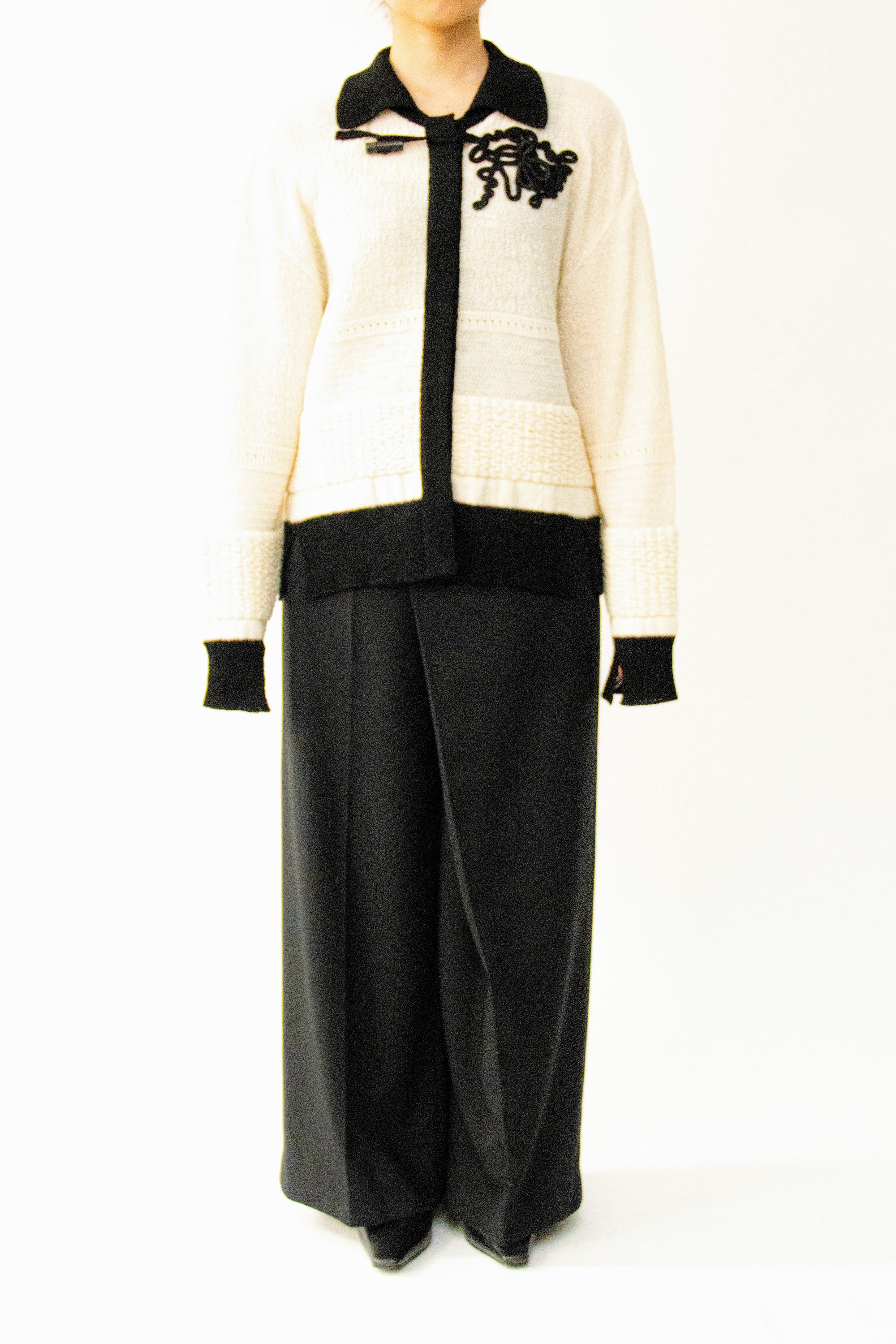 MURRAL Trillium embroidered knit shirt cardigan (Ivory)