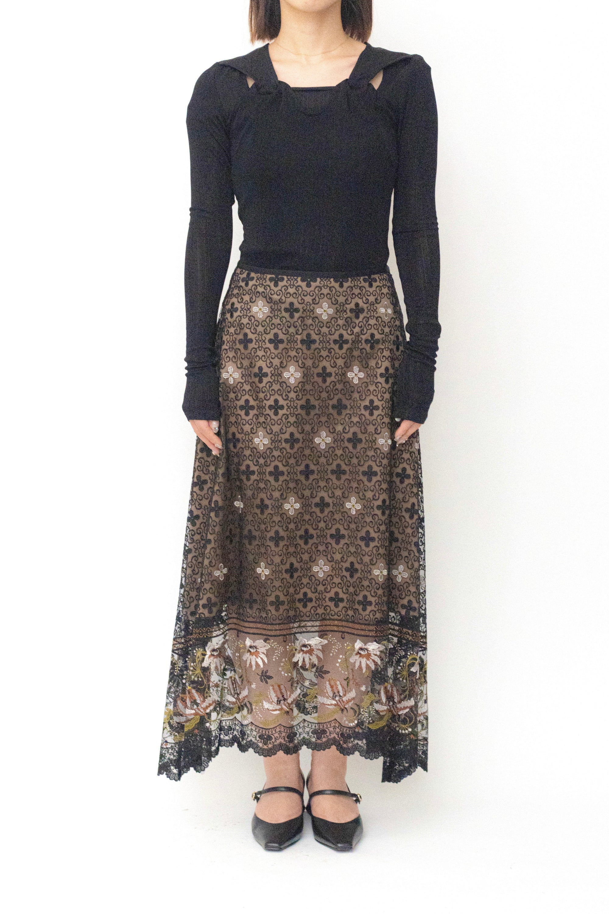 MURRAL Everlasting embroidery lace skirt (Blue)