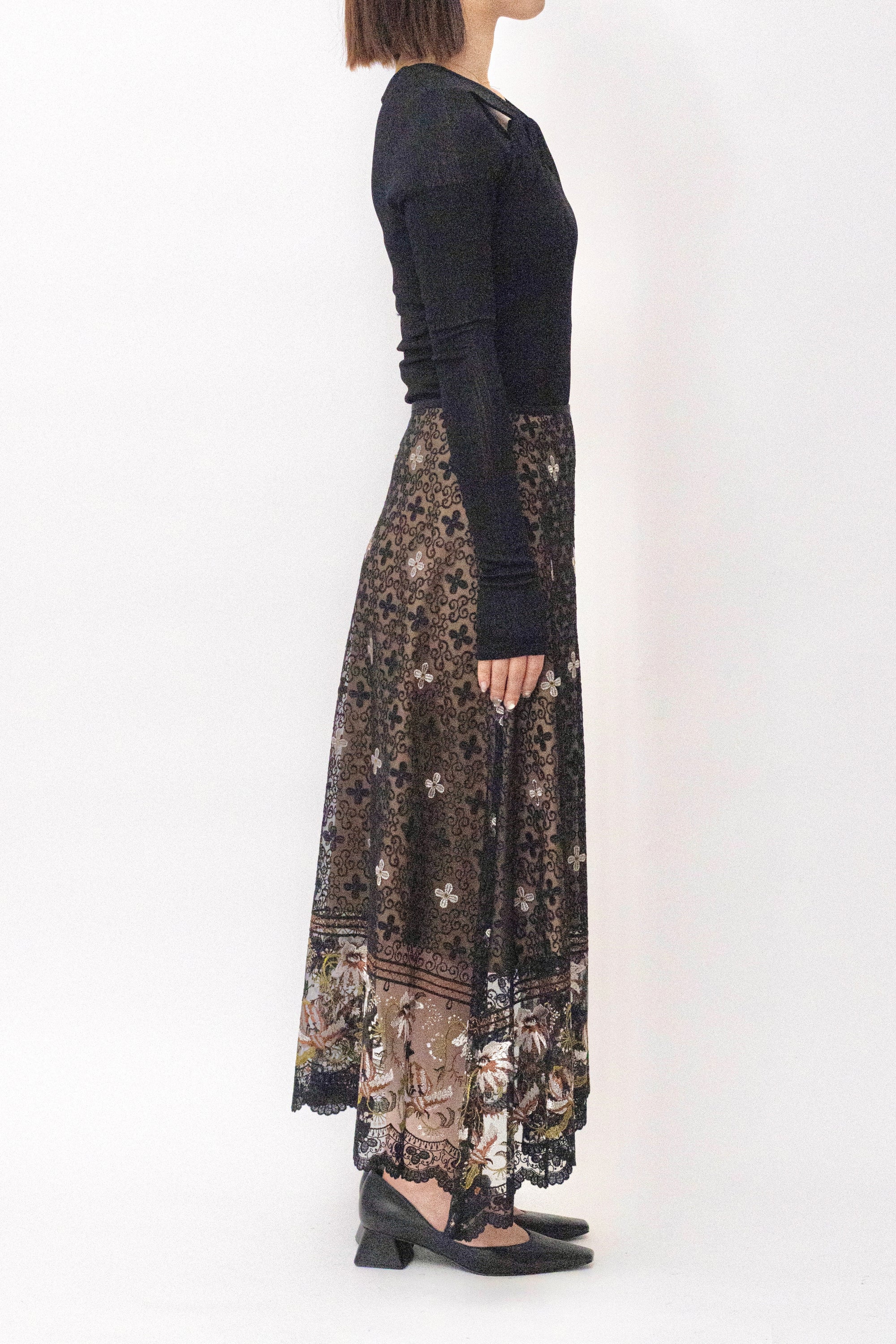 MURRAL Everlasting embroidery lace skirt (Blue)