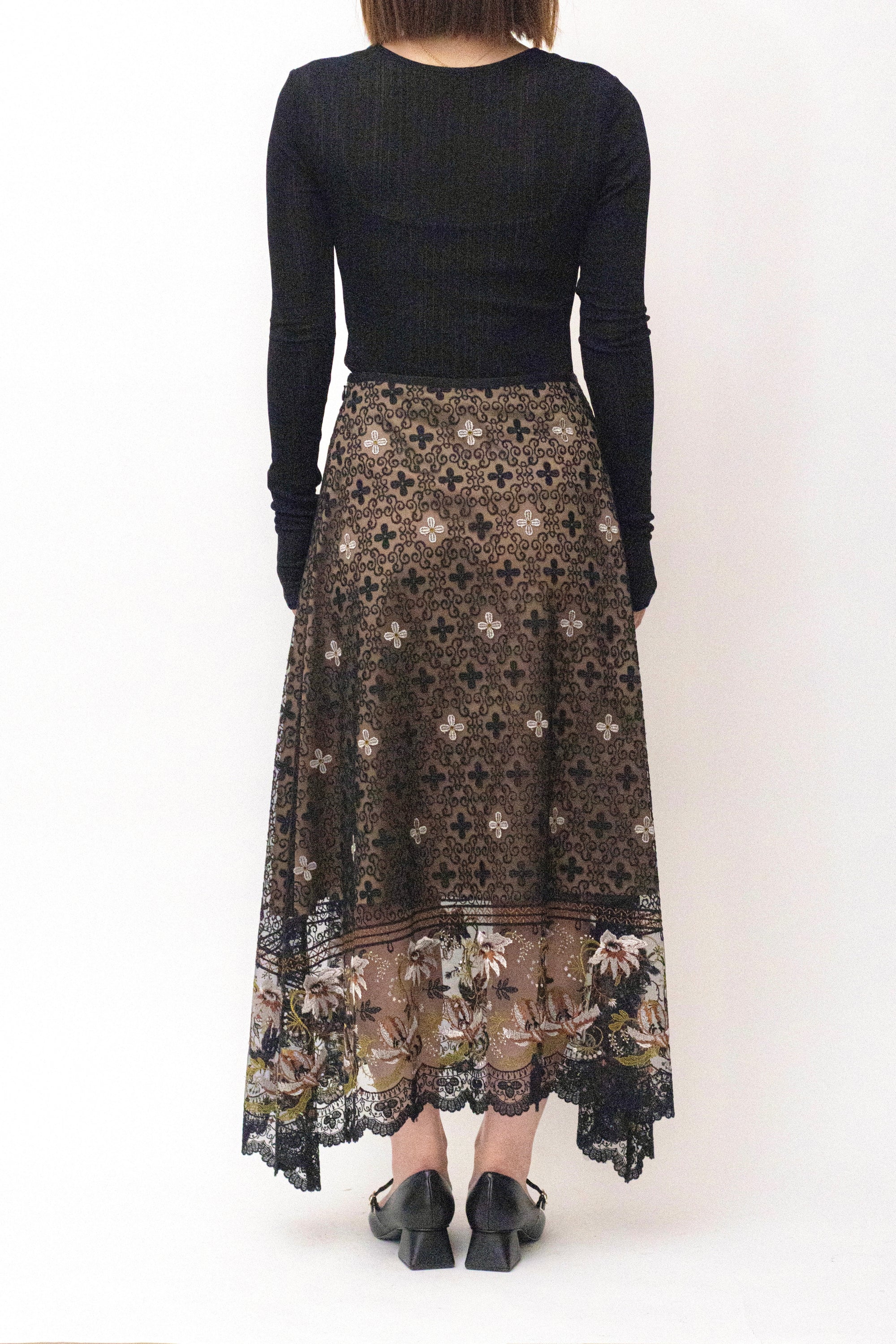 MURRAL Everlasting embroidery lace skirt (Blue)