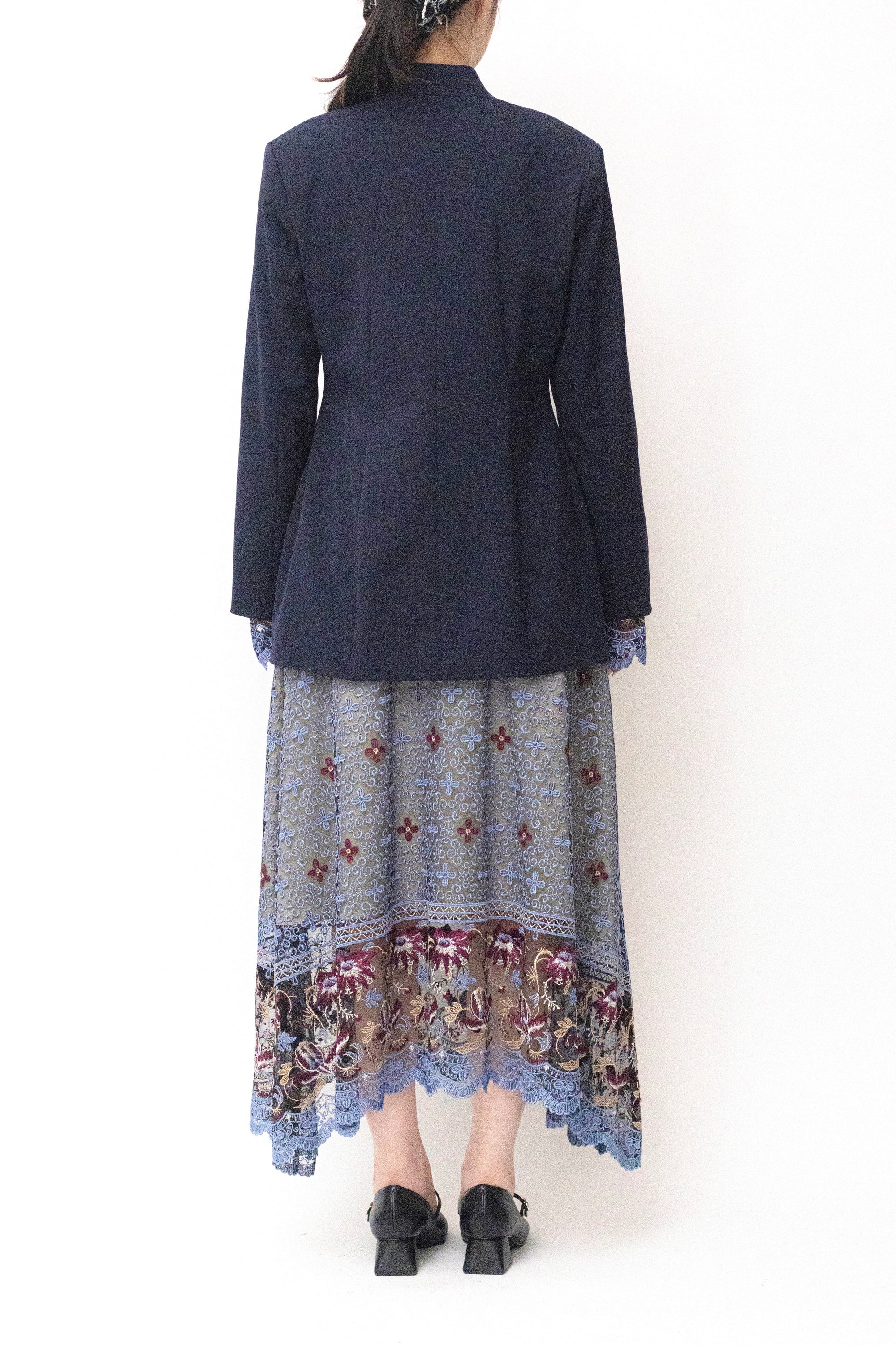 MURRAL Slit sleeve lace jacket (Navy)