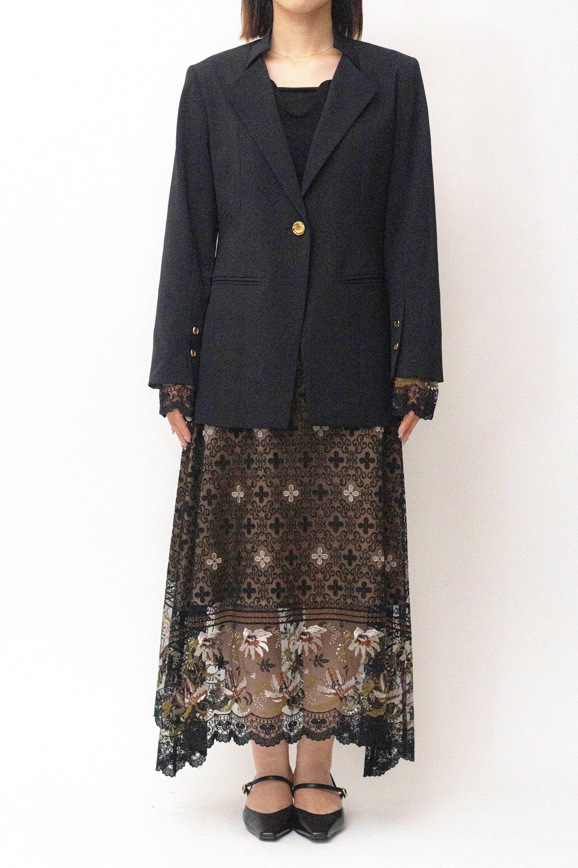MURRAL Slit sleeve lace jacket (Navy)