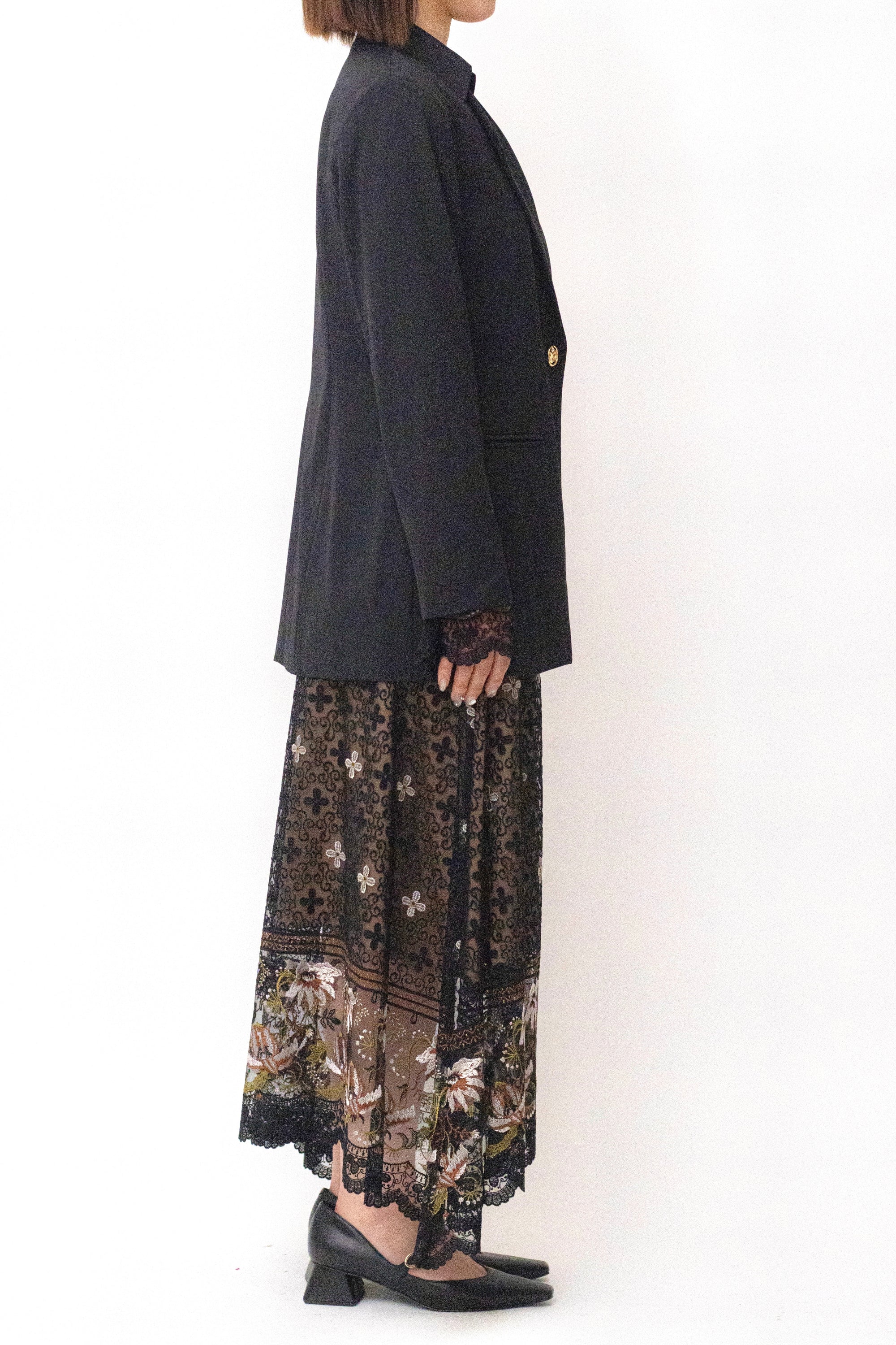 MURRAL Slit sleeve lace jacket (Navy)