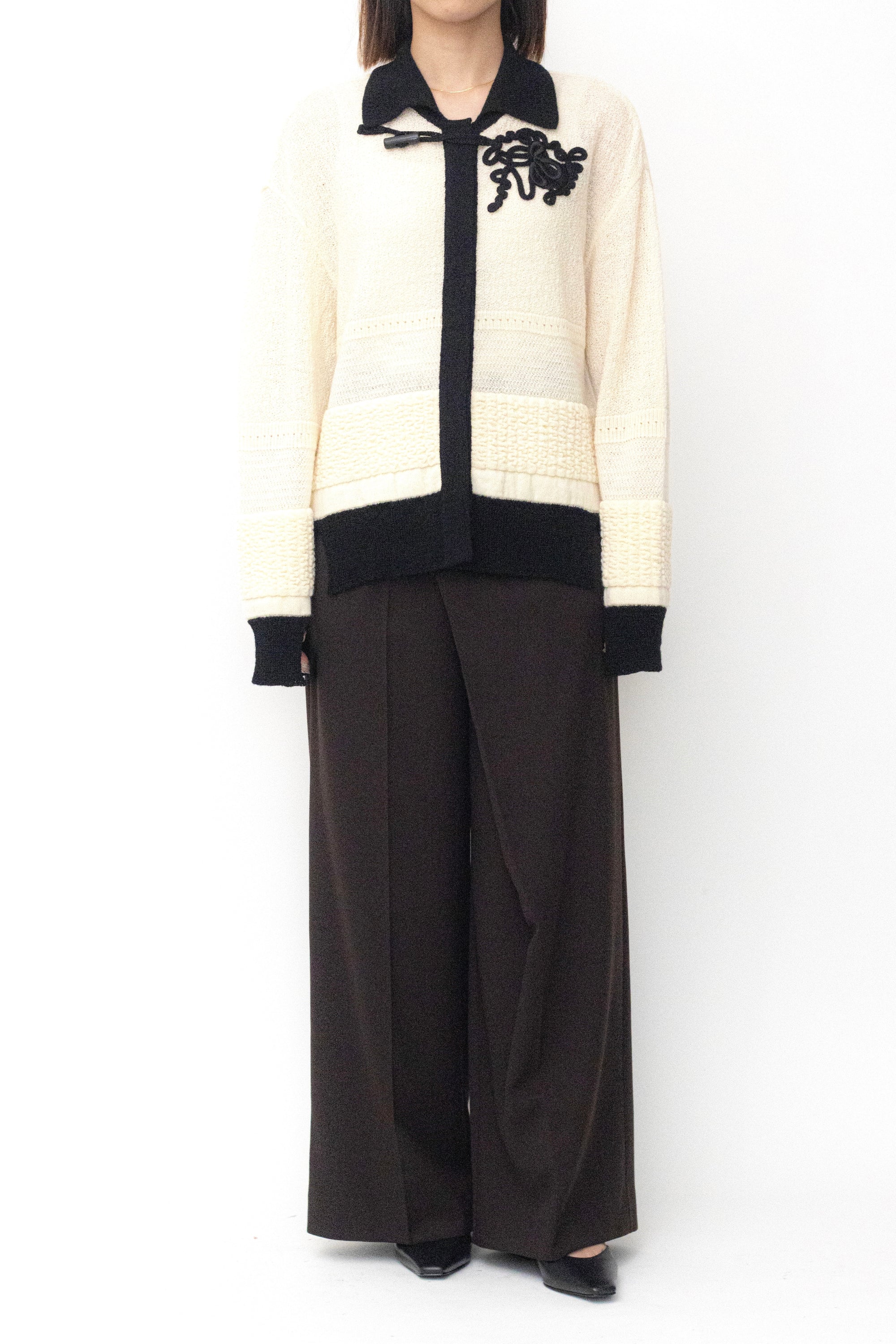 MURRAL Trillium embroidered knit shirt cardigan (Ivory)
