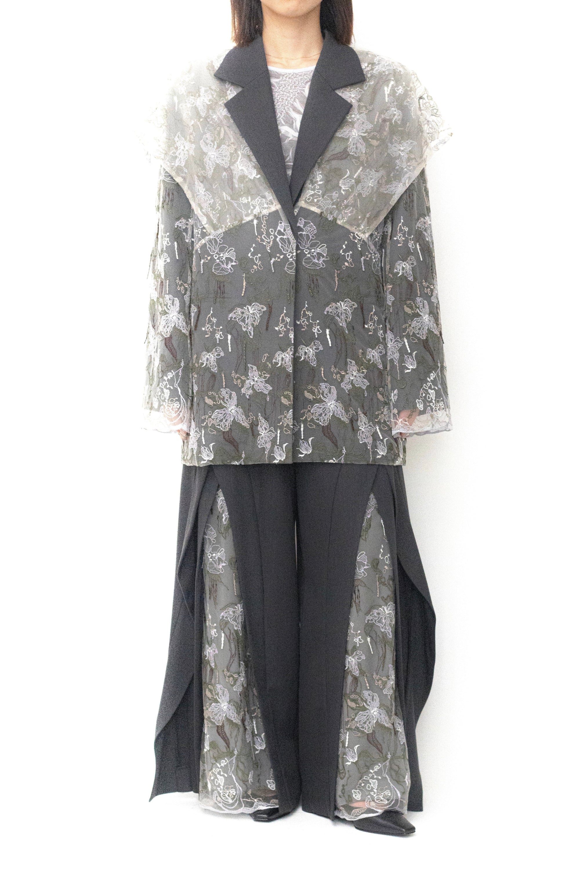 MURRAL Tears flower lace jacket (Gray)