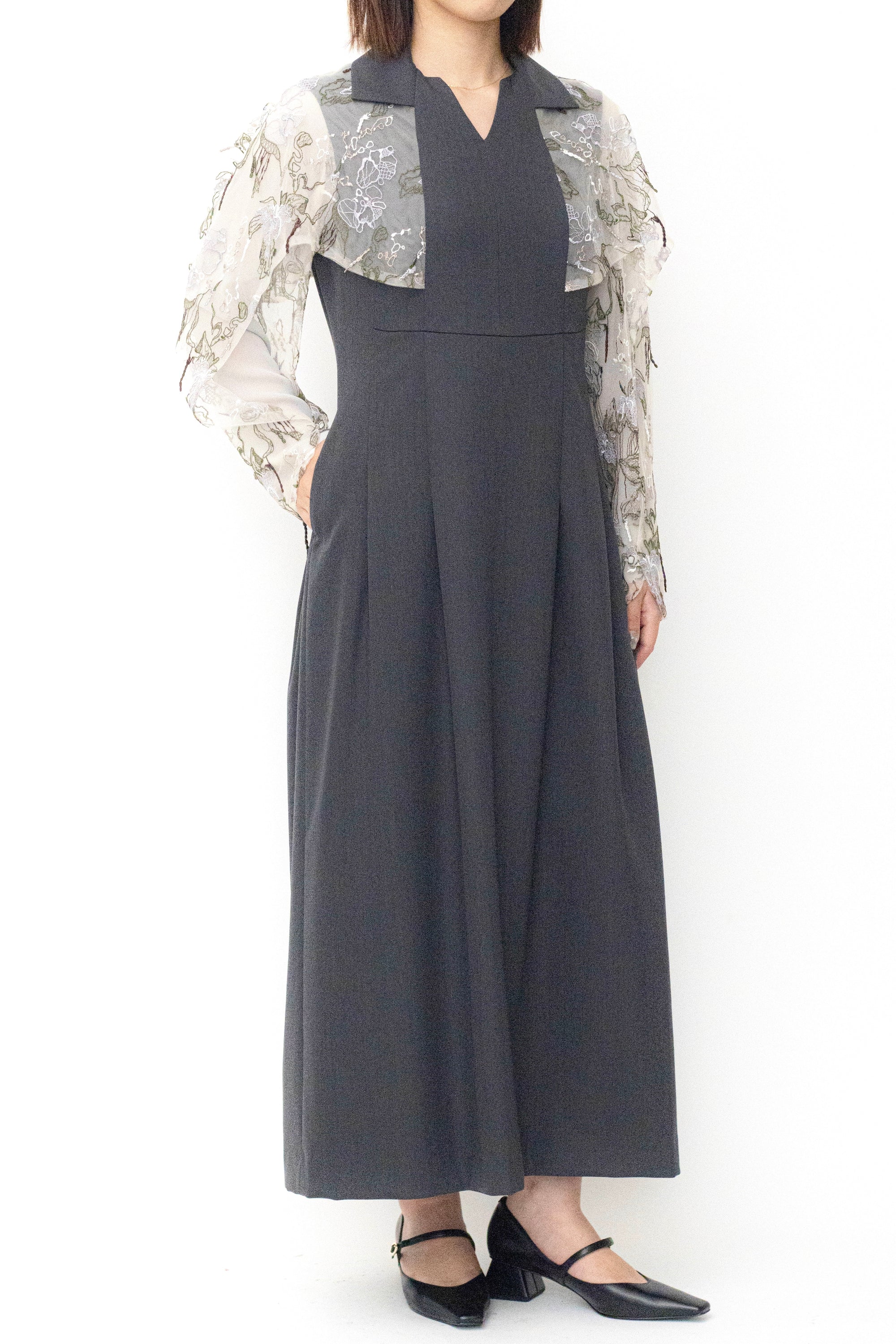 MURRAL Tears flower lace dress (Gray)