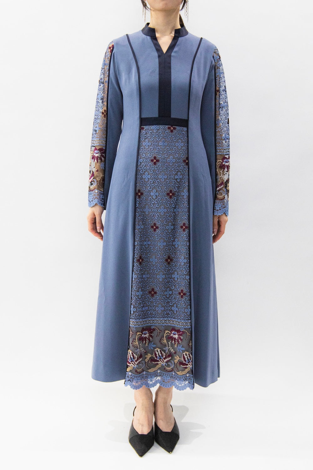 MURRAL Framed flower lace dress (Blue)