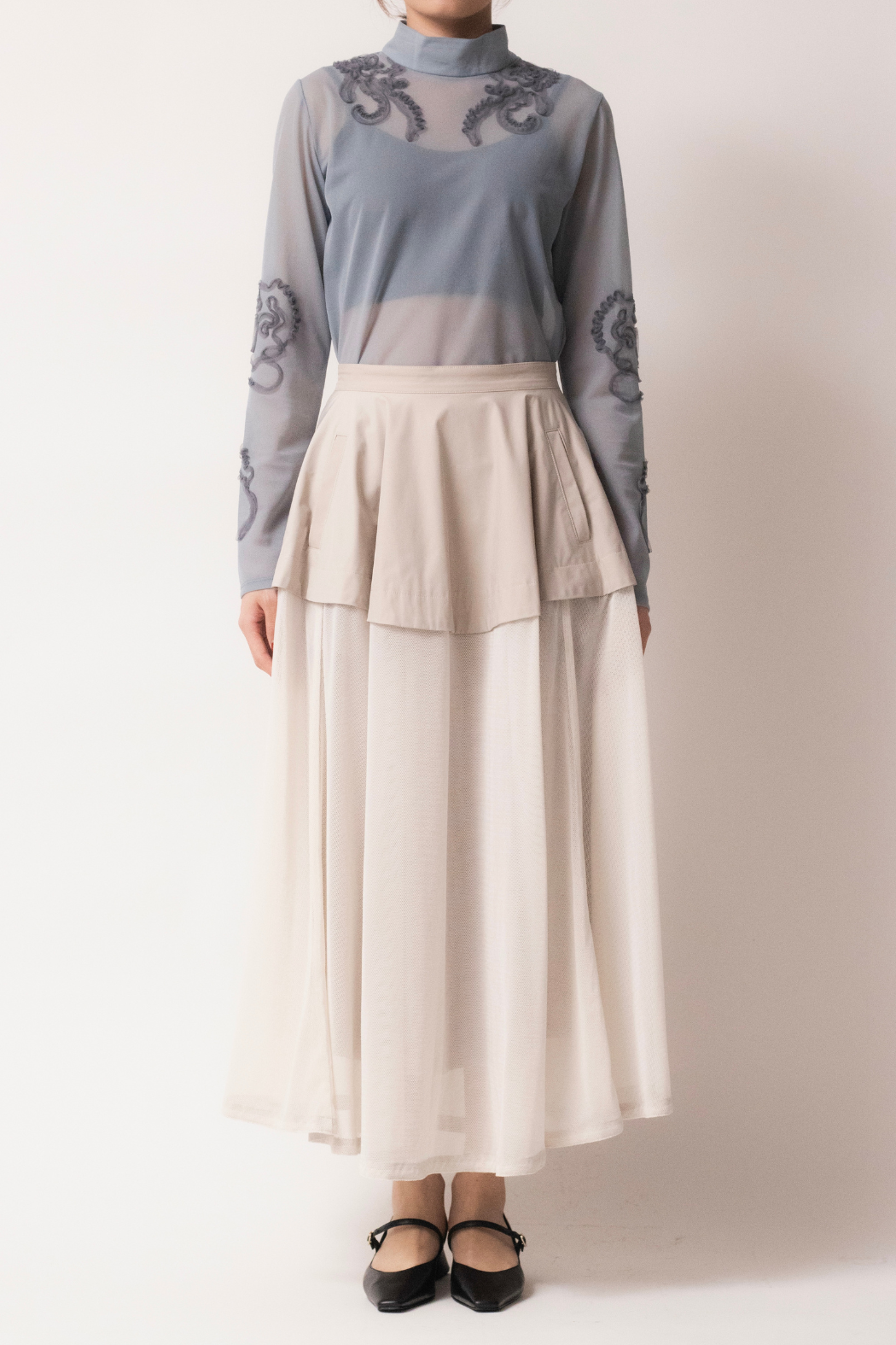 MURRAL Military layered flare skirt (Black)