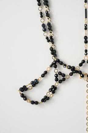 Petal collar lace dress set (Black)