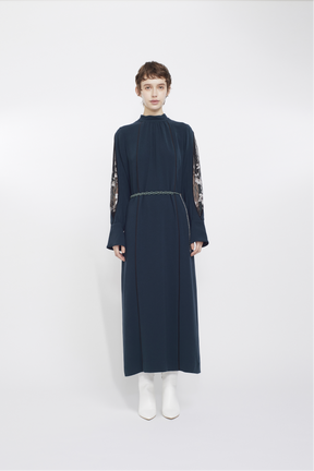 Petal sleeve lace dress (Green)