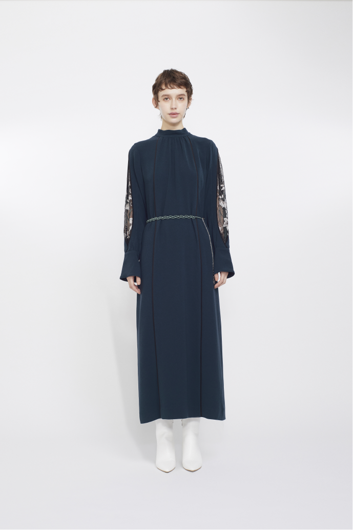 Petal sleeve lace dress (Green)