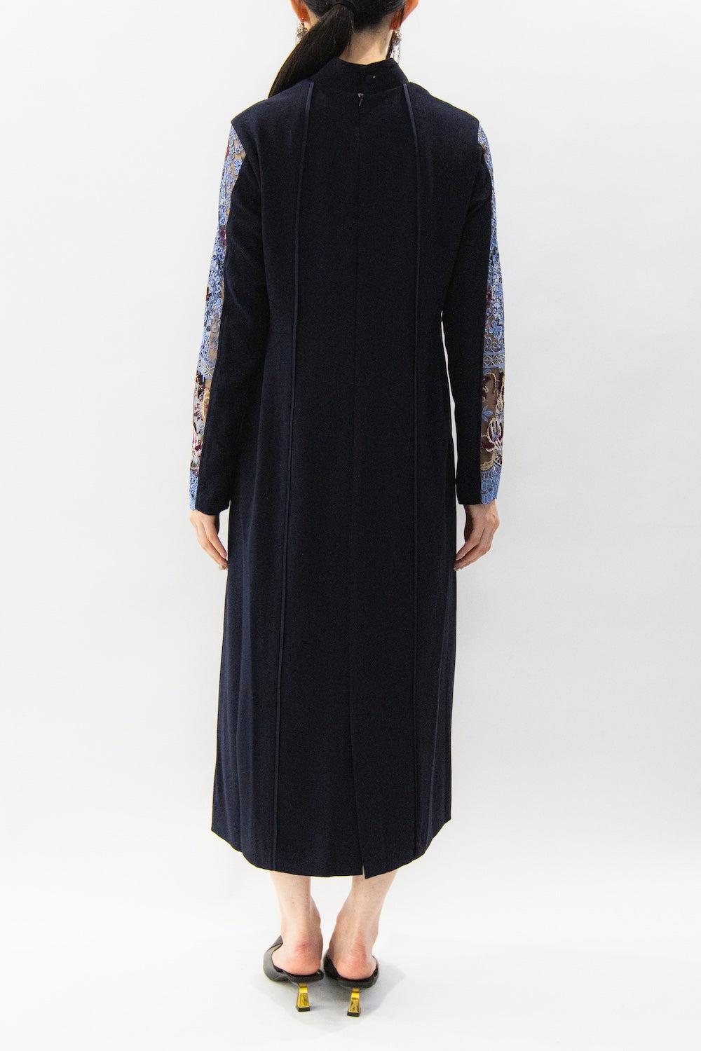 MURRAL Petal collar lace dress (Navy)