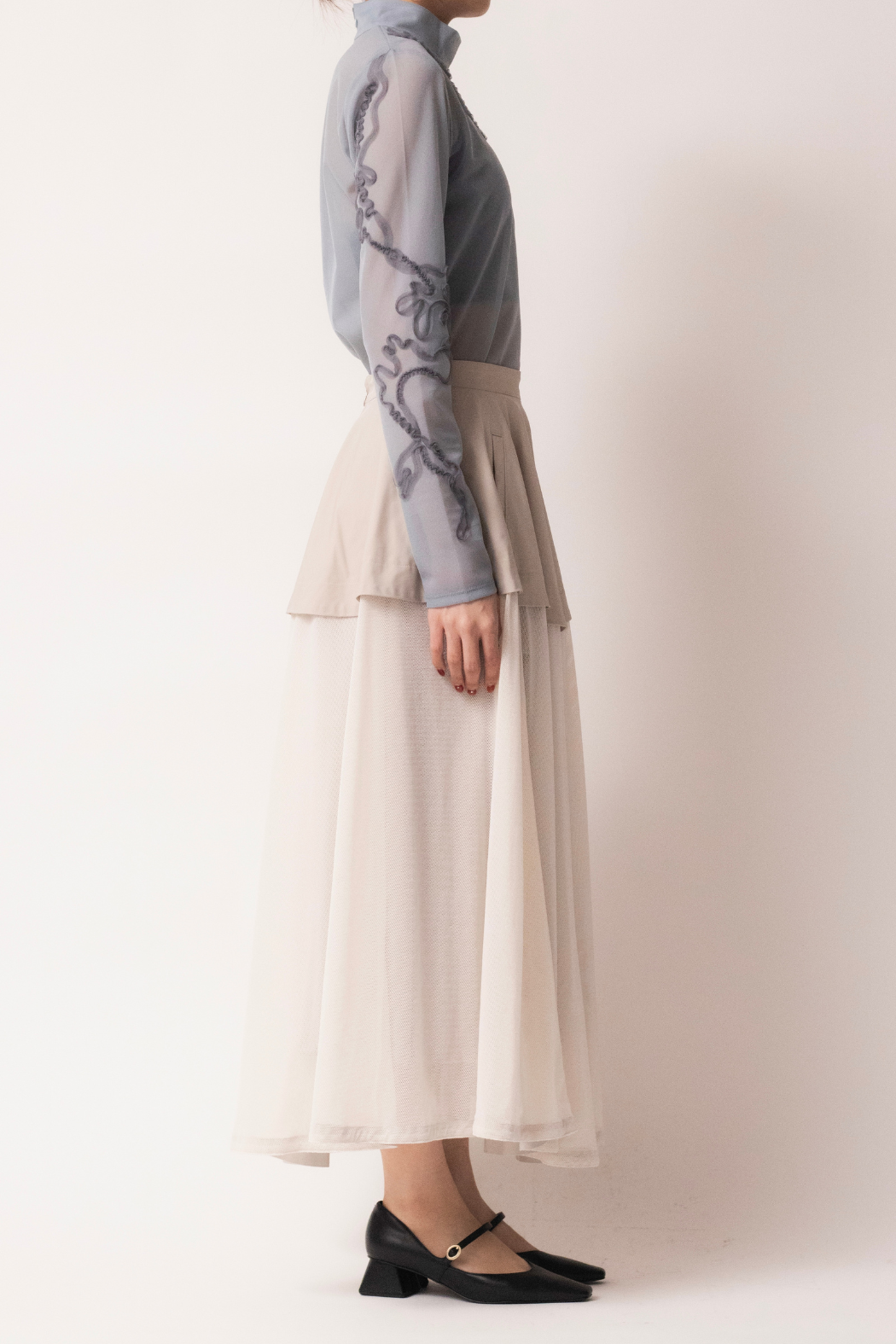 MURRAL Military layered flare skirt (Black)