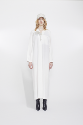 Veil embroidered dress (White)