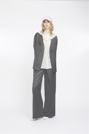 Veil embroidered jacket (Khaki)