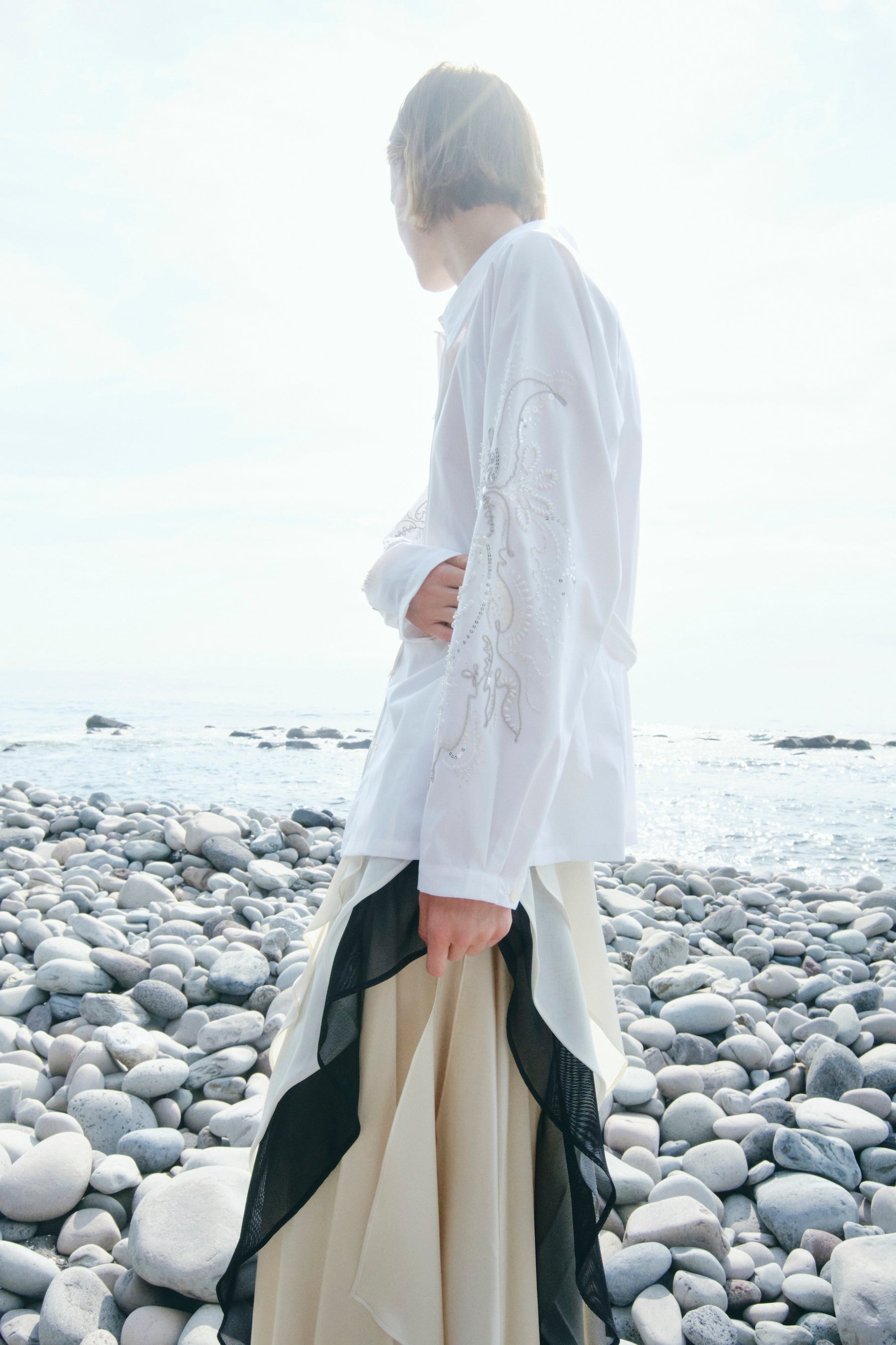 Cascade satin skirt (Ivory)