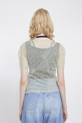 Crumpled half sleeve tops (Yellow)
