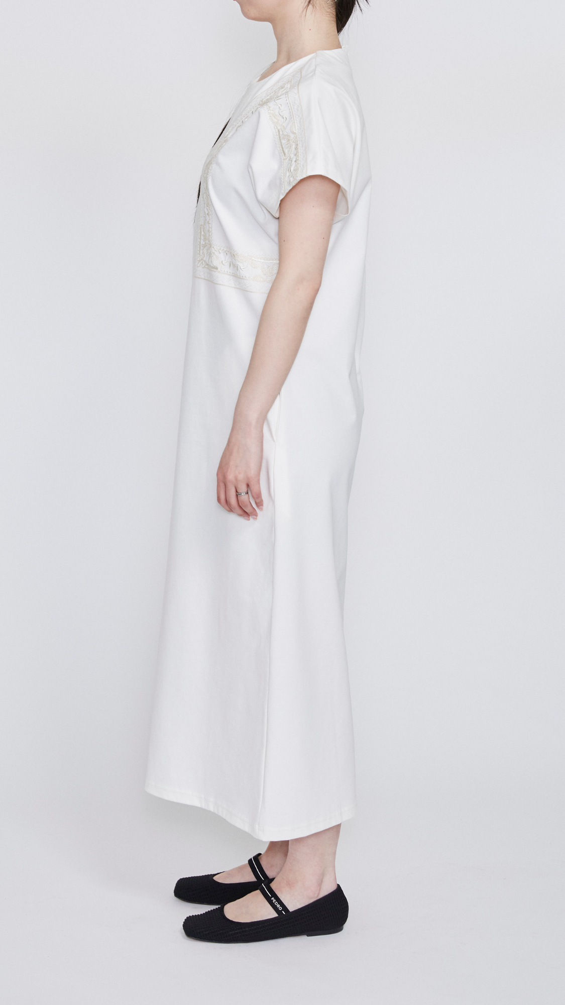 MURRAL Framed embroidered jersey dress (Ash green)