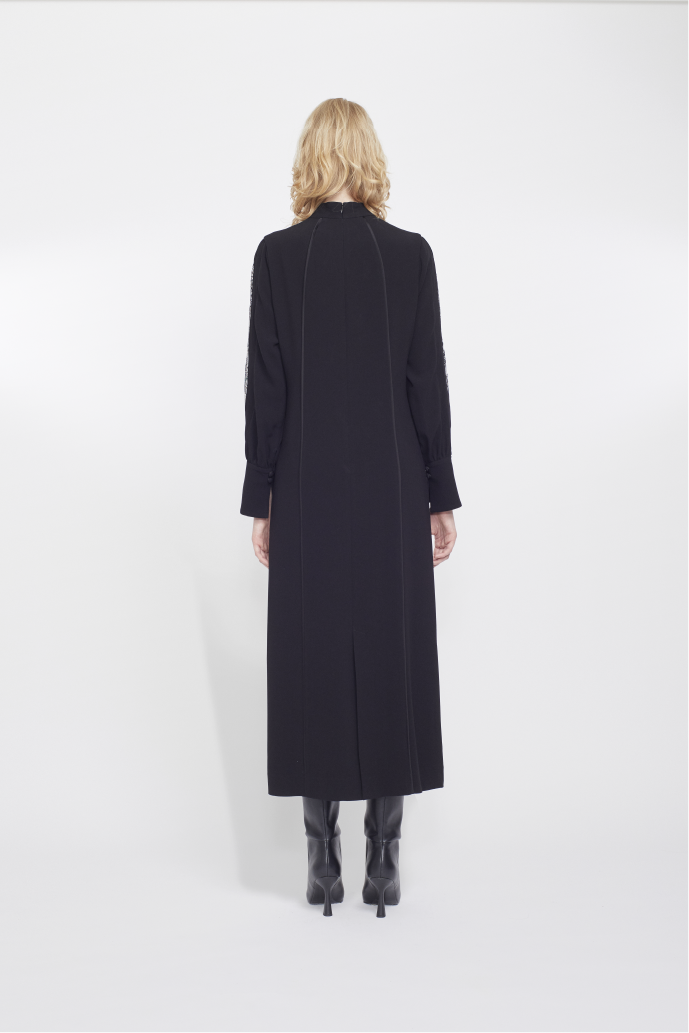 Petal sleeve lace dress (Black)