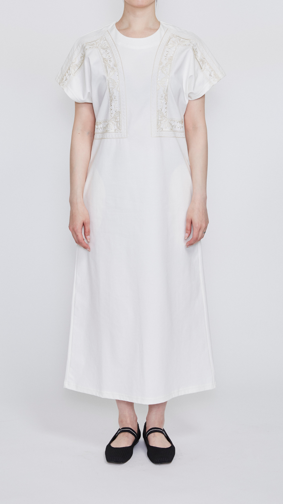 MURRAL Framed embroidered jersey dress (Ash green)