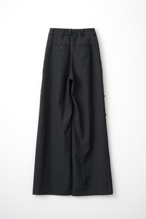 Veil embroidered layered slacks (Black)