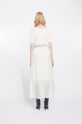 Flutter patchwork embroidered skirt (White)