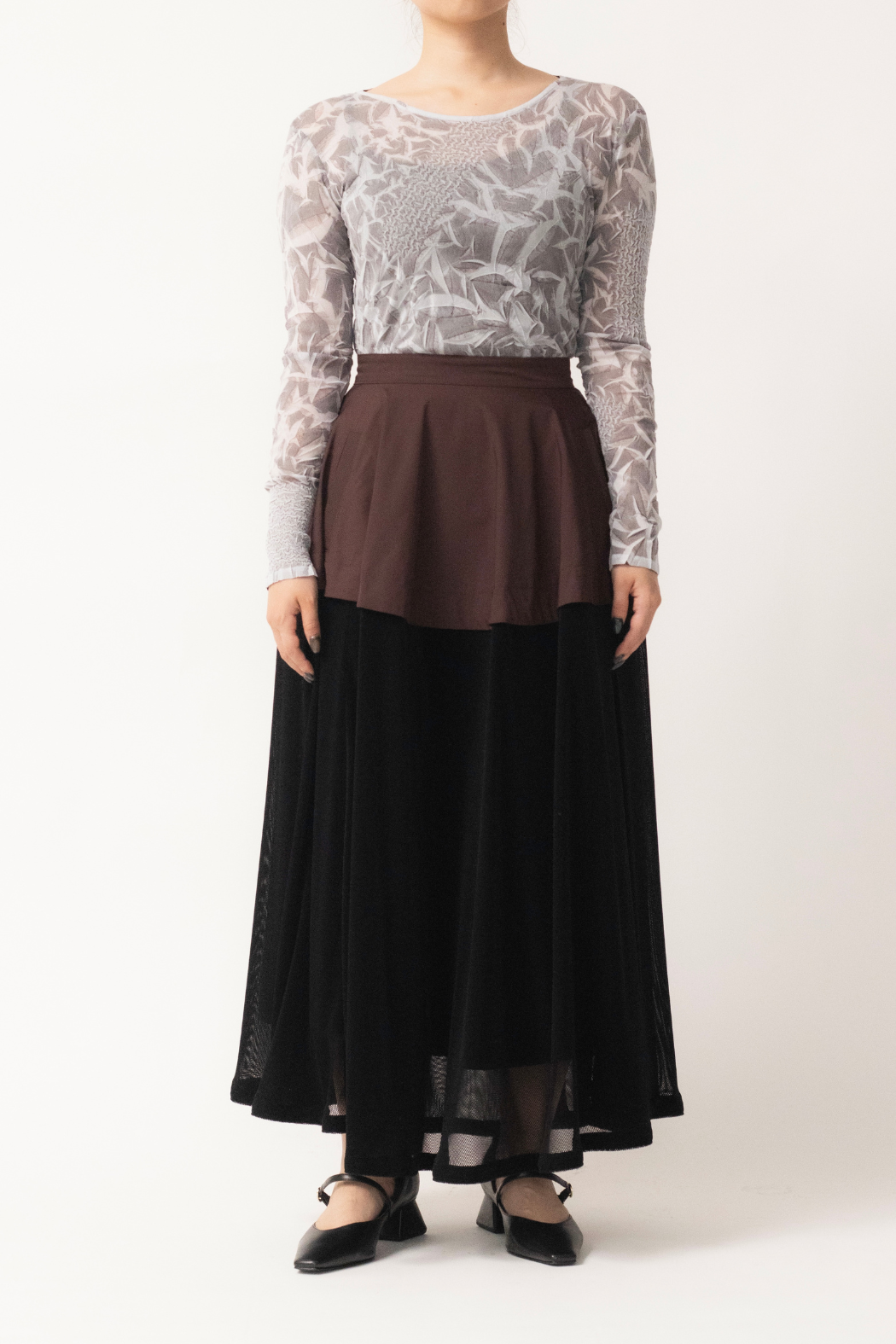 MURRAL Military layered flare skirt (Black)