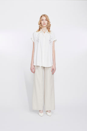Veil embroidered shirt (White)