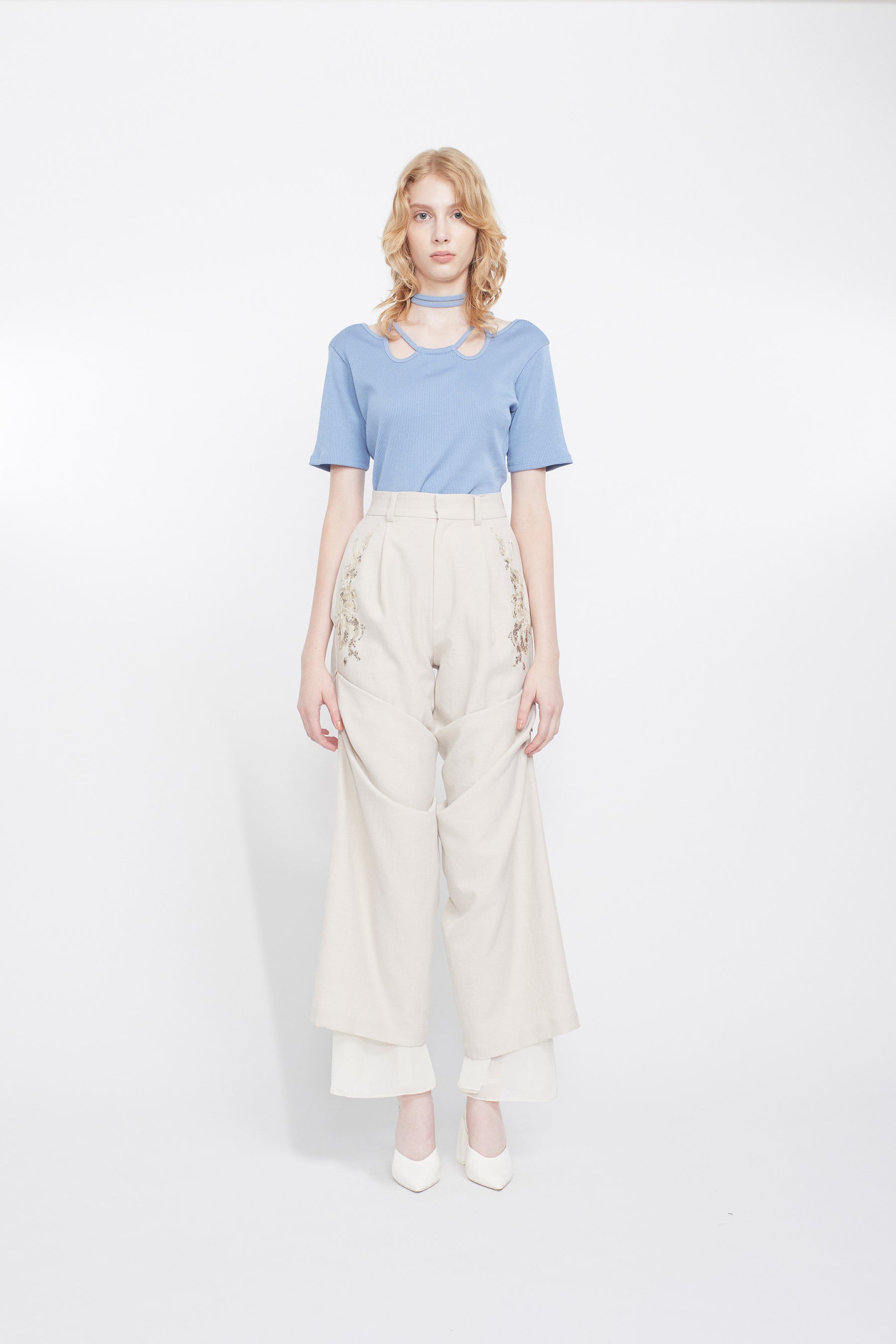Ivy halfsleeve tops (Light blue)