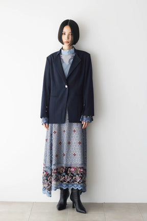 Everlasting embroidery lace skirt (Blue)
