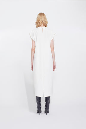 Flutter patchwork embroidered dress (White)