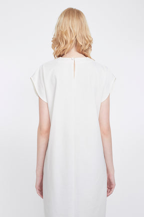 Flutter patchwork embroidered dress (White)