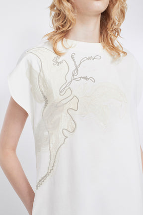 Flutter patchwork embroidered dress (White)