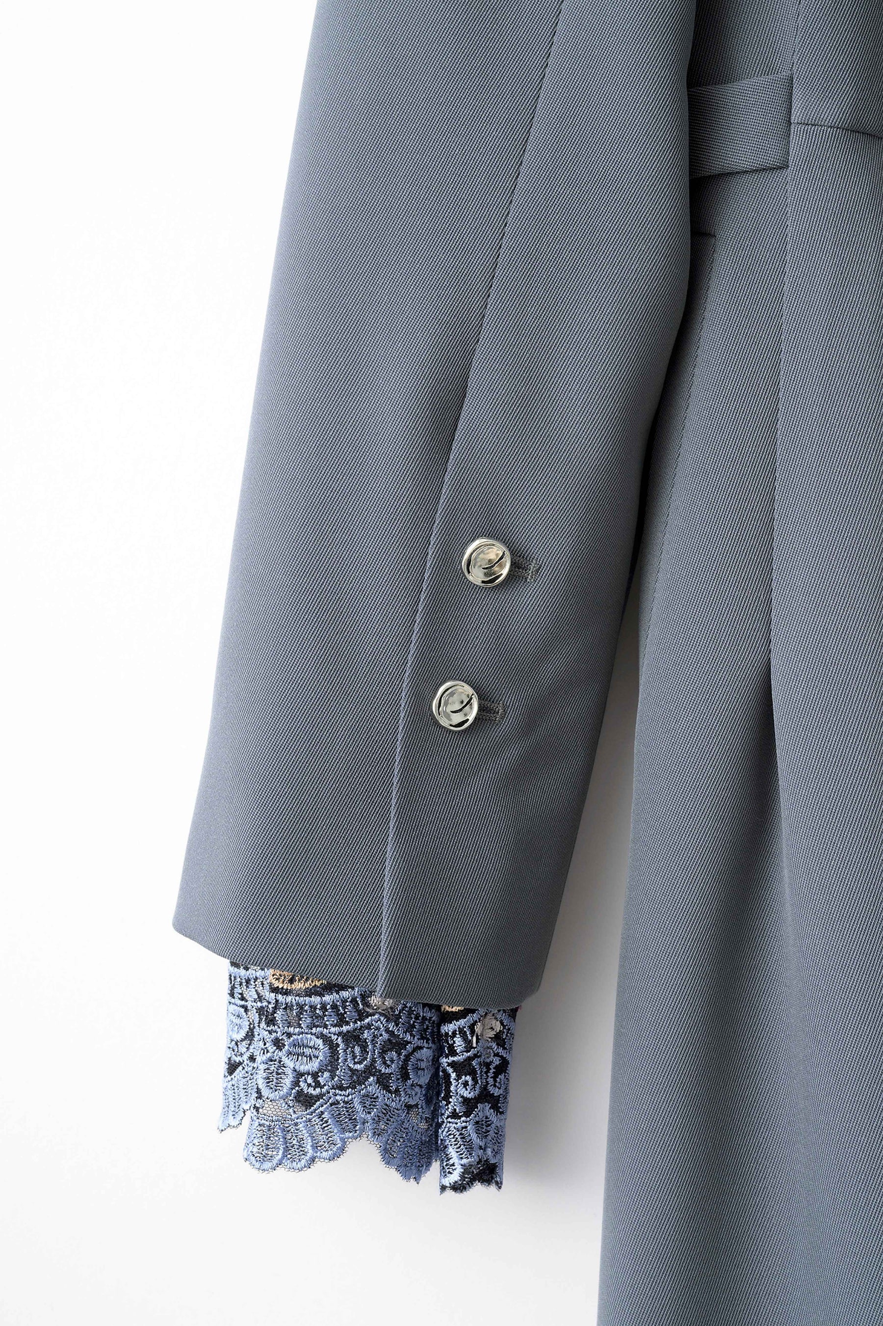 Slit sleeve lace jumpsuit set (Blue)