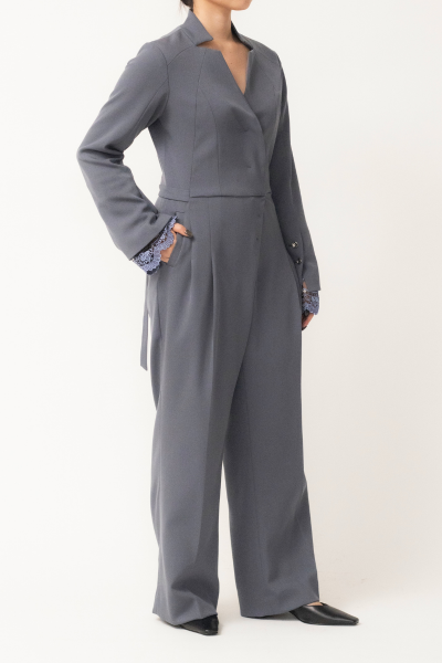 MURRAL Slit sleeve lace jumpsuit (Blue)