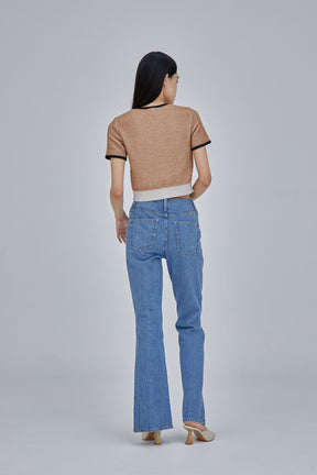 Tucked slit denim (Blue)