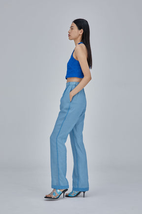 Fluffy jacquard trousers (Light blue)